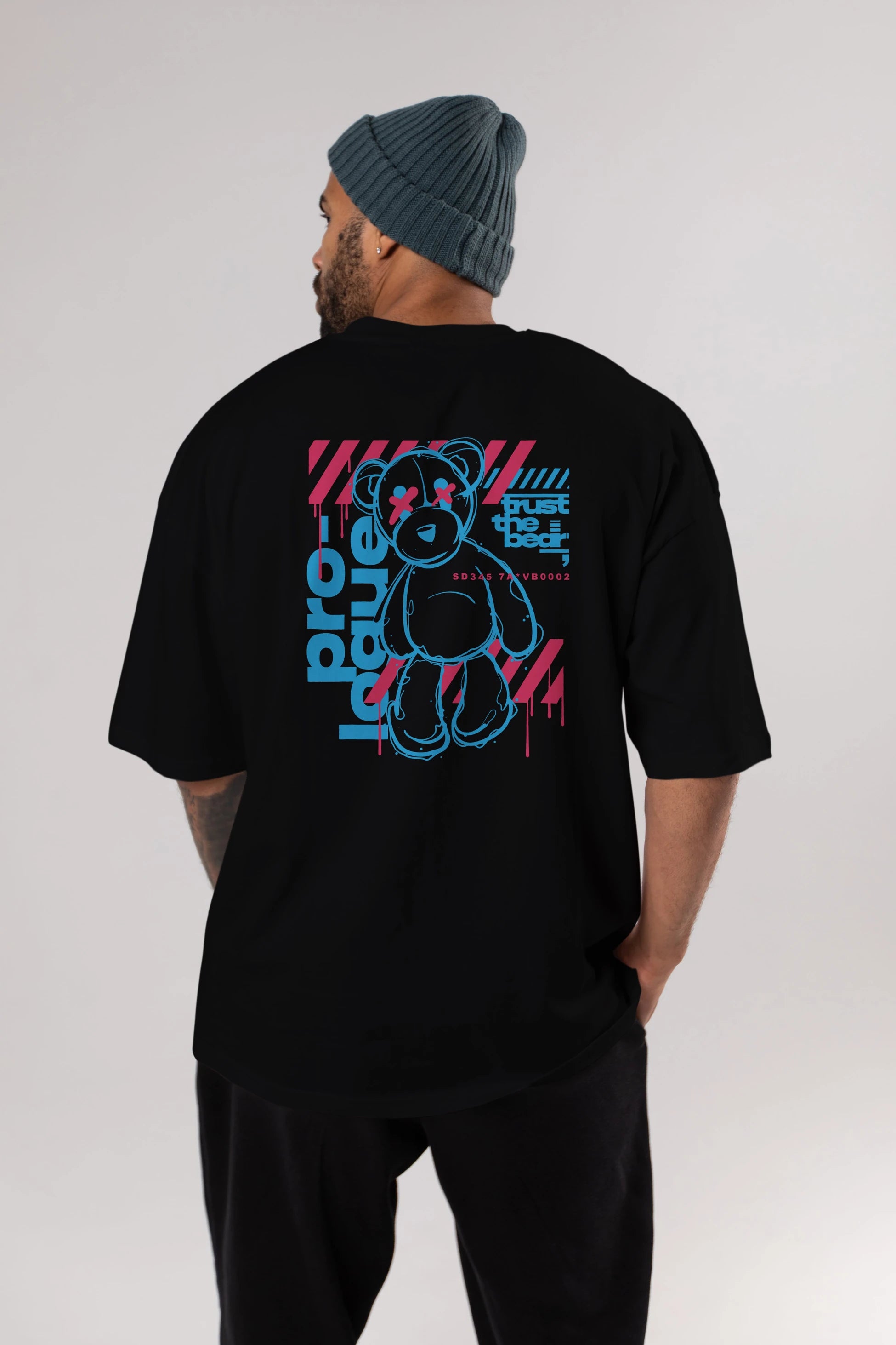 Trust The Bear Arka Baskılı Oversize t-shirt Erkek Kadın Unisex