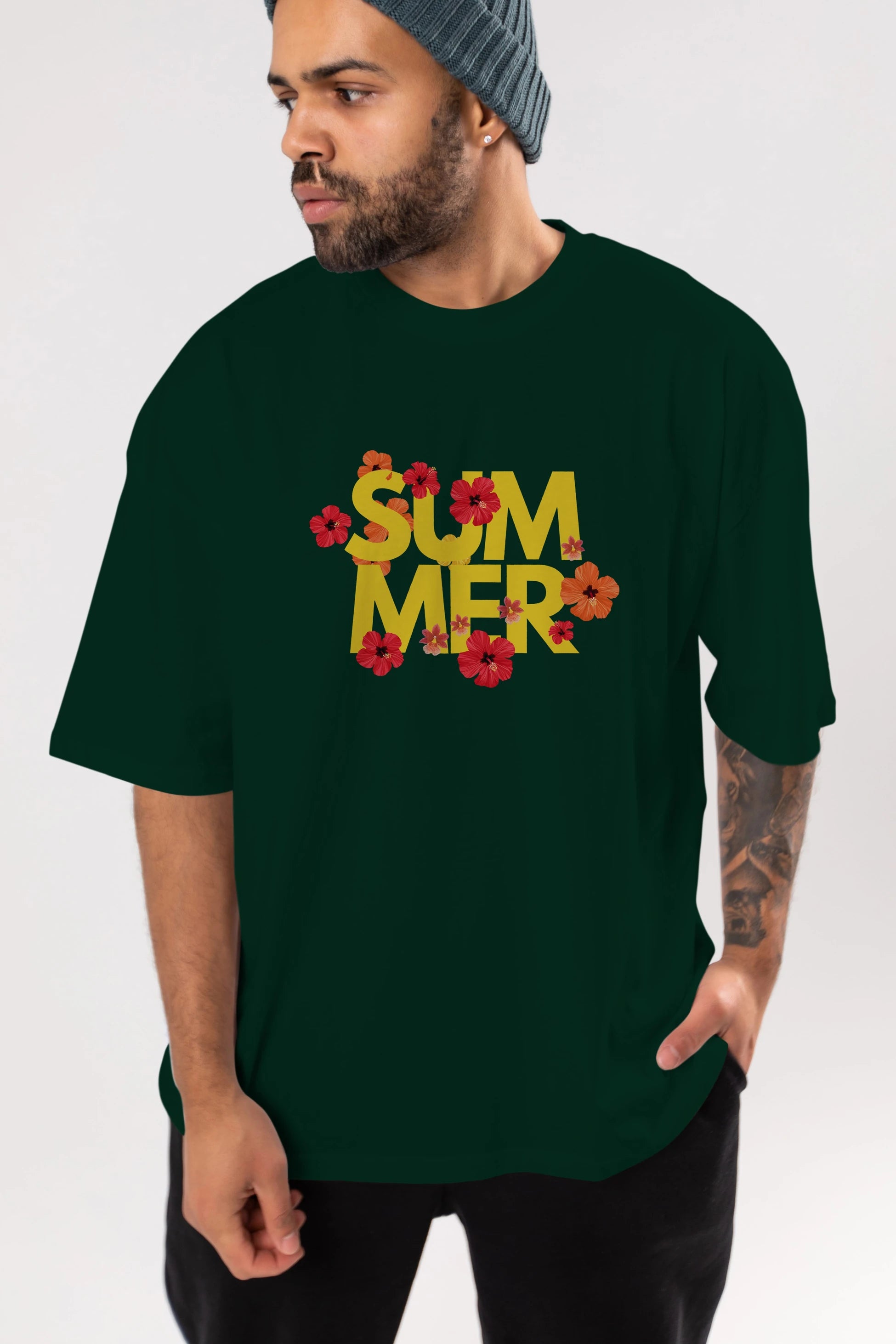 Summer Yazılı 2 Ön Baskılı Oversize t-shirt Erkek Kadın Unisex