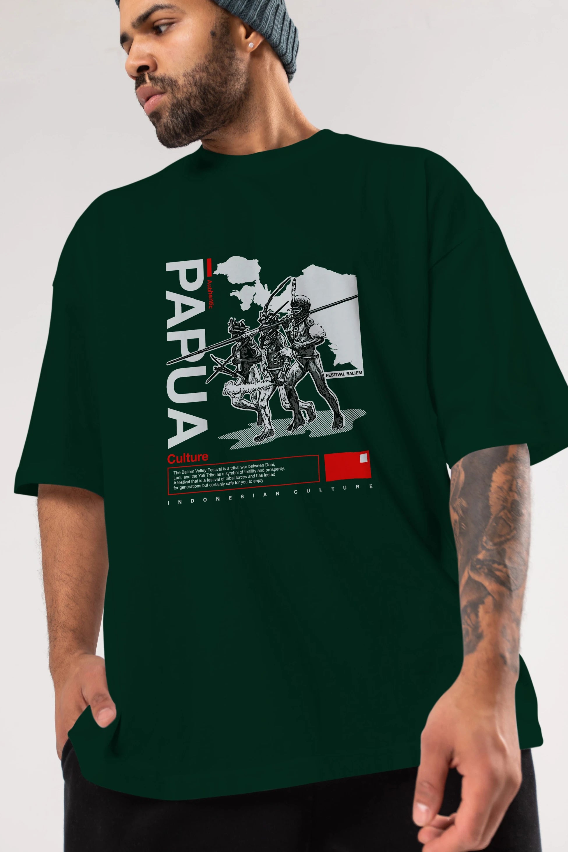 Papua Culture Ön Baskılı Oversize t-shirt Erkek Kadın Unisex
