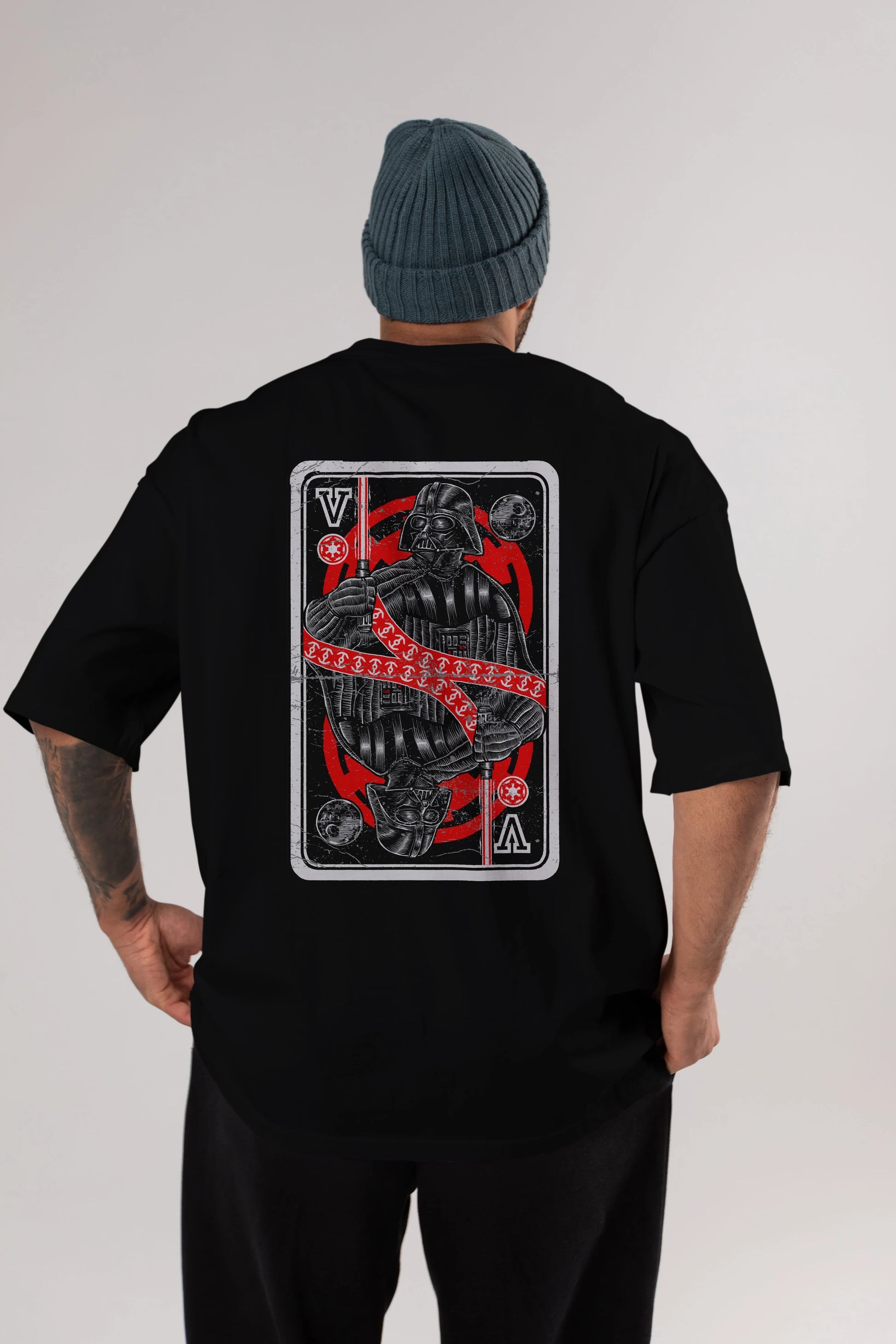 King Of The Darkside Arka Baskılı Oversize t-shirt Erkek Kadın Unisex %100 Pamuk