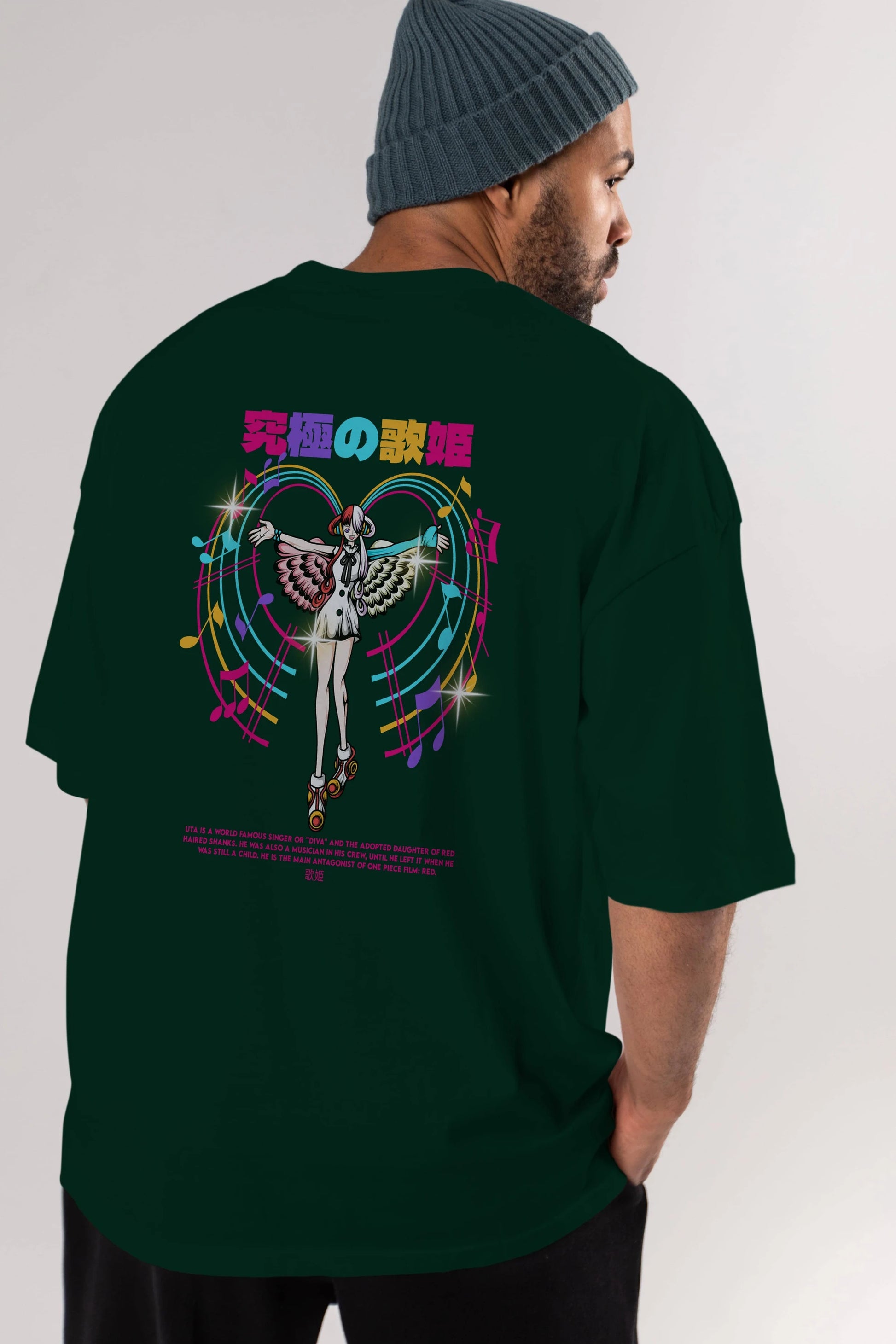 Uta Anime Arka Baskılı Oversize t-shirt Erkek Kadın Unisex