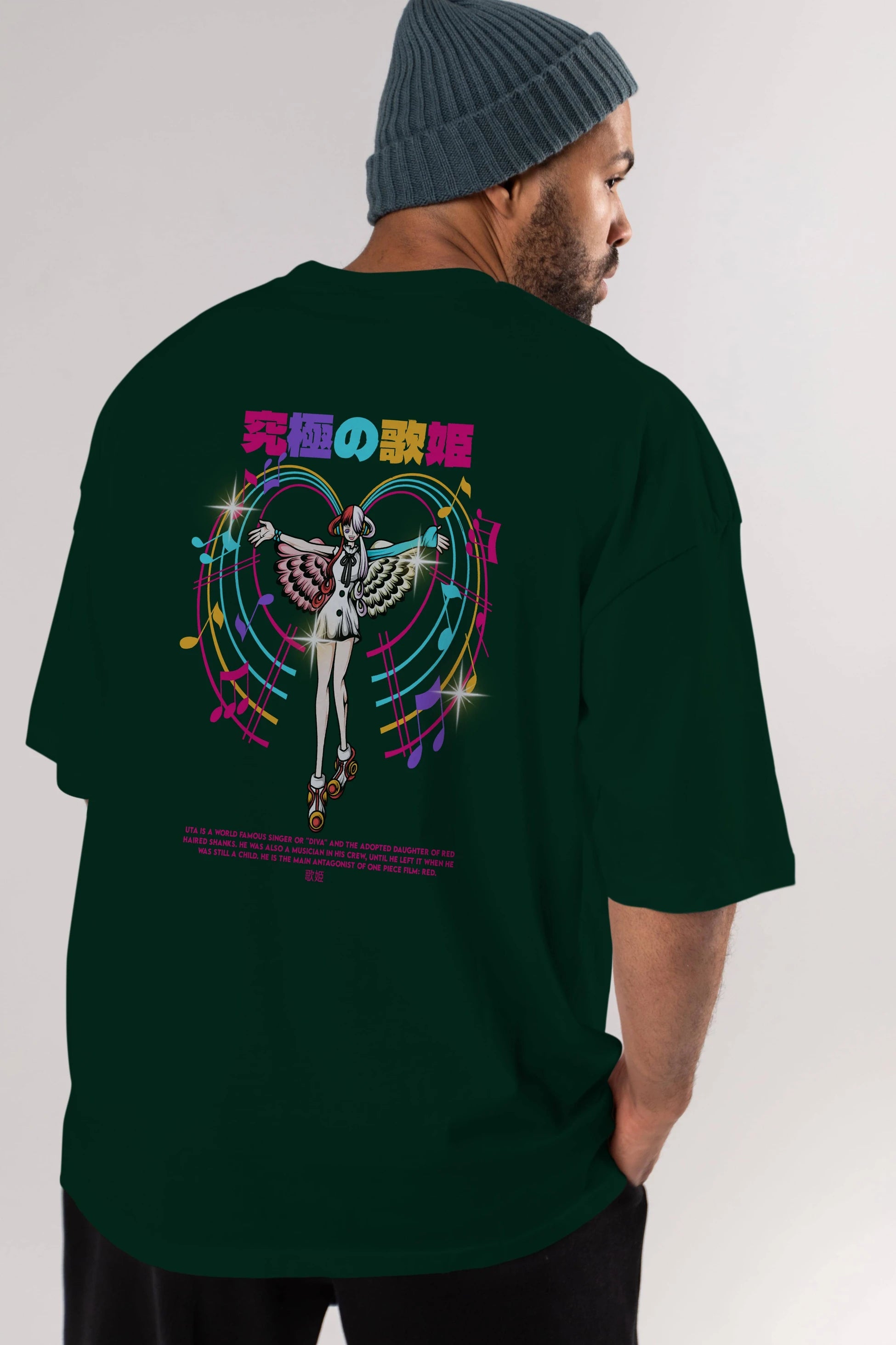 Uta Anime Arka Baskılı Oversize t-shirt Erkek Kadın Unisex