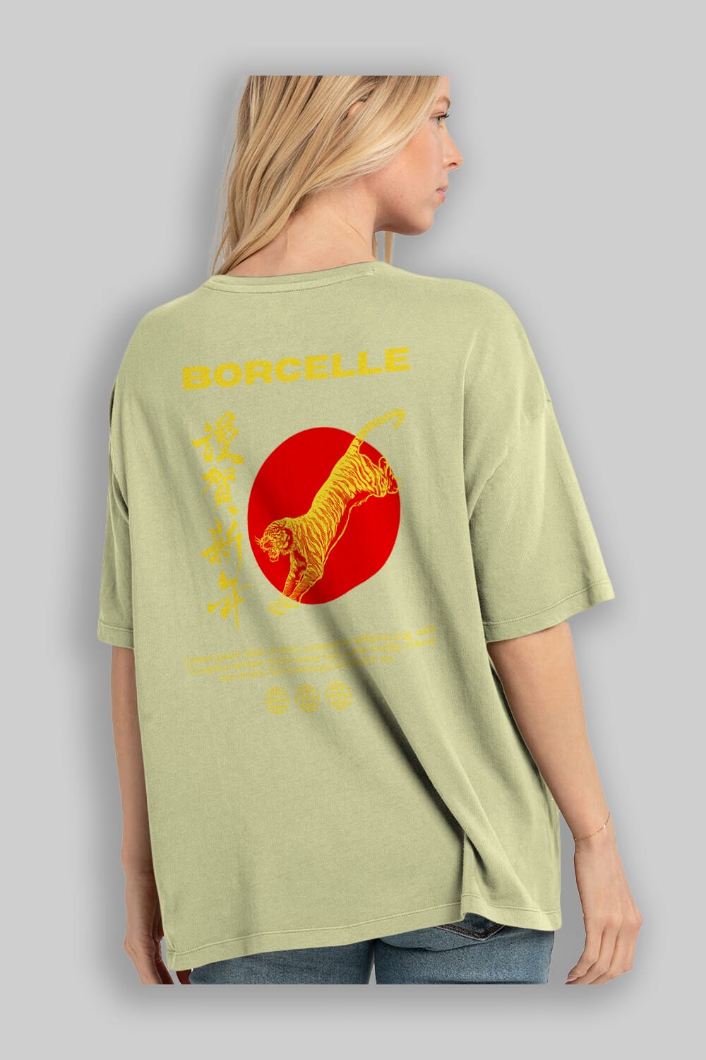 Borcelle Tiger Streetwear Arka Baskılı Oversize t-shirt Erkek Kadın Unisex