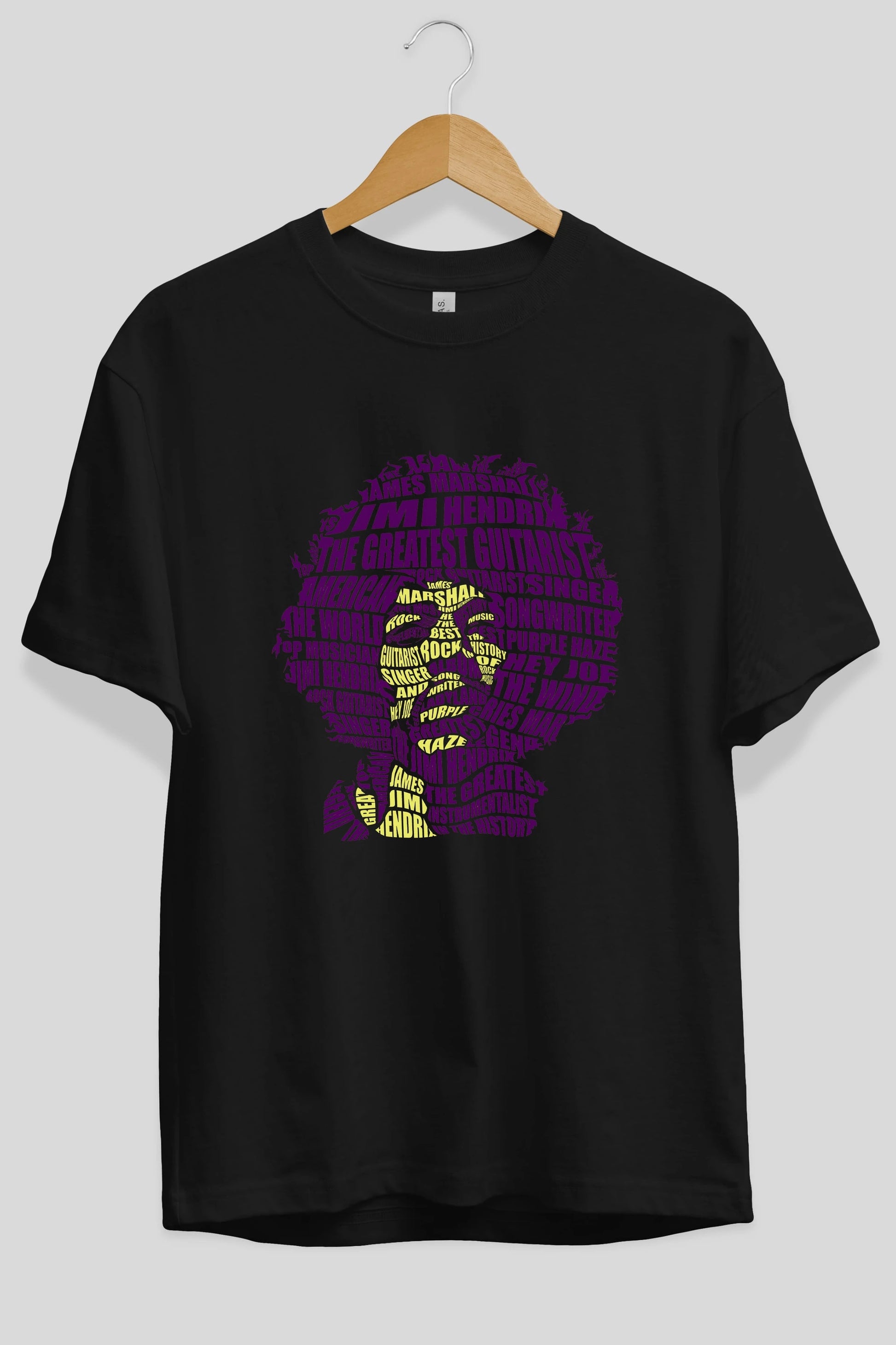 Jimmy Hendrix Calligram Ön Baskılı Oversize t-shirt %100 pamuk Erkek Kadın Unisex