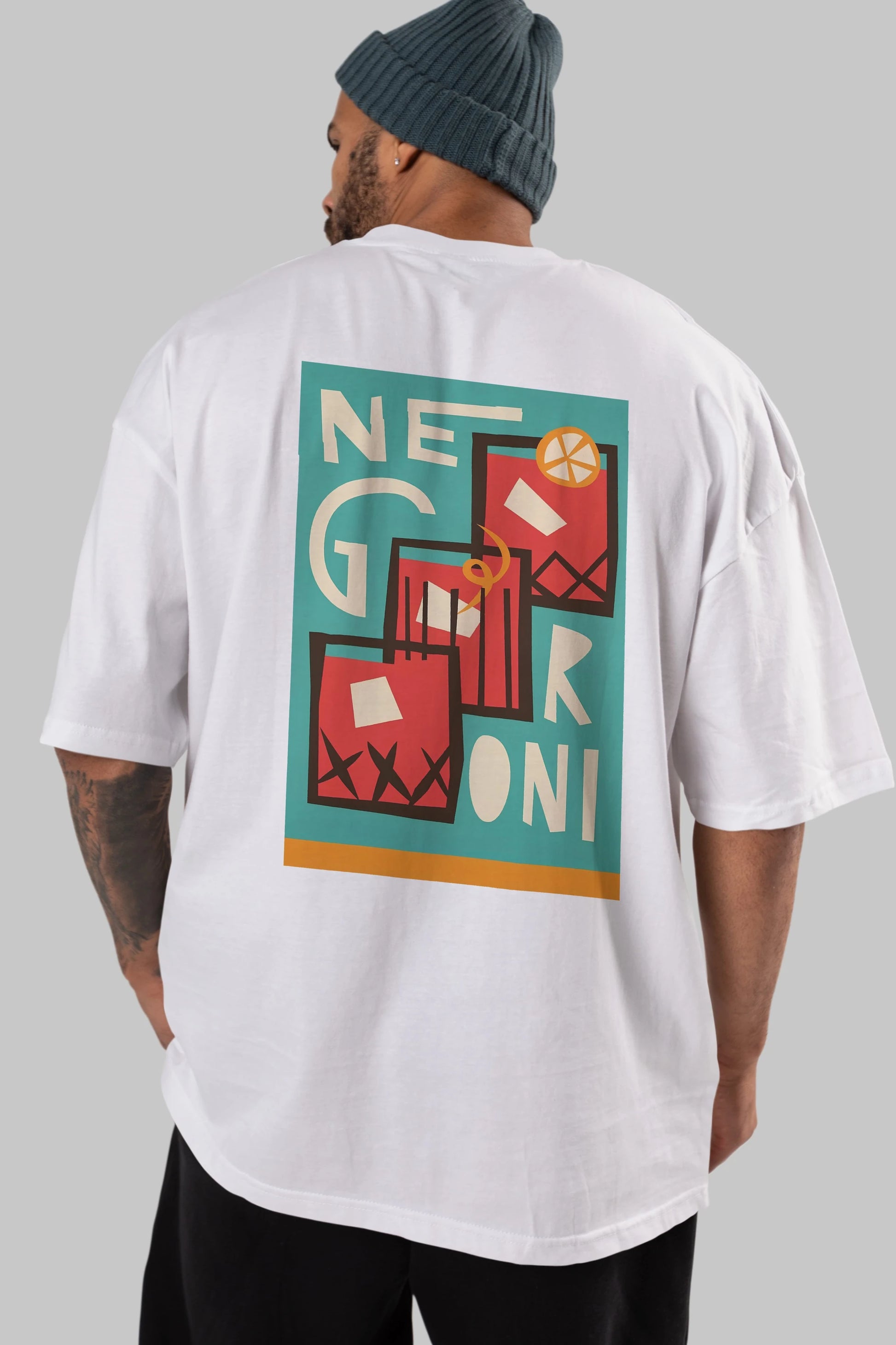 Negroni 3 Arka Baskılı Oversize t-shirt Erkek Kadın Unisex %100 Pamuk Bisiklet Yaka tişort