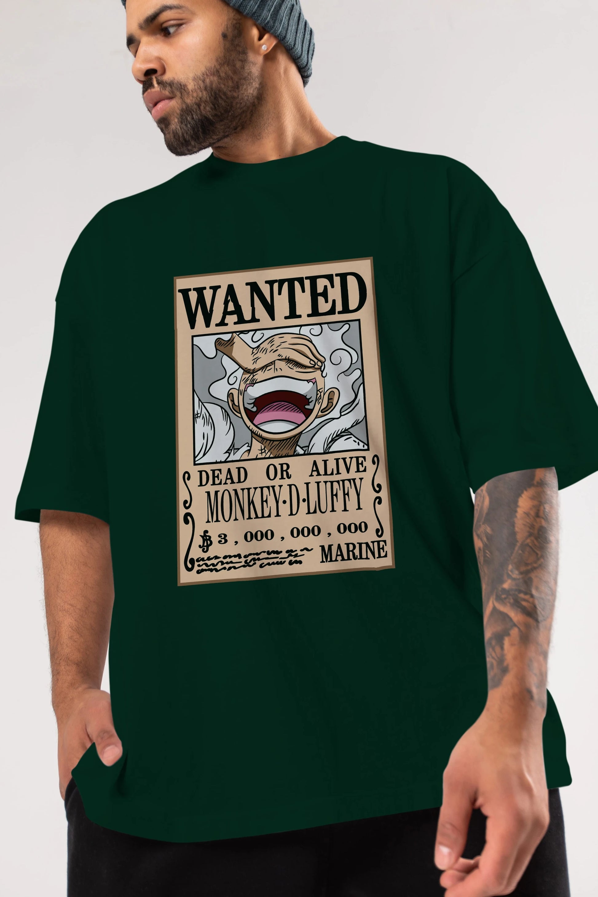 CARTEL LUFFY GEAR 5 Anime Ön Baskılı Oversize t-shirt %100 pamuk Erkek Kadın Unisex