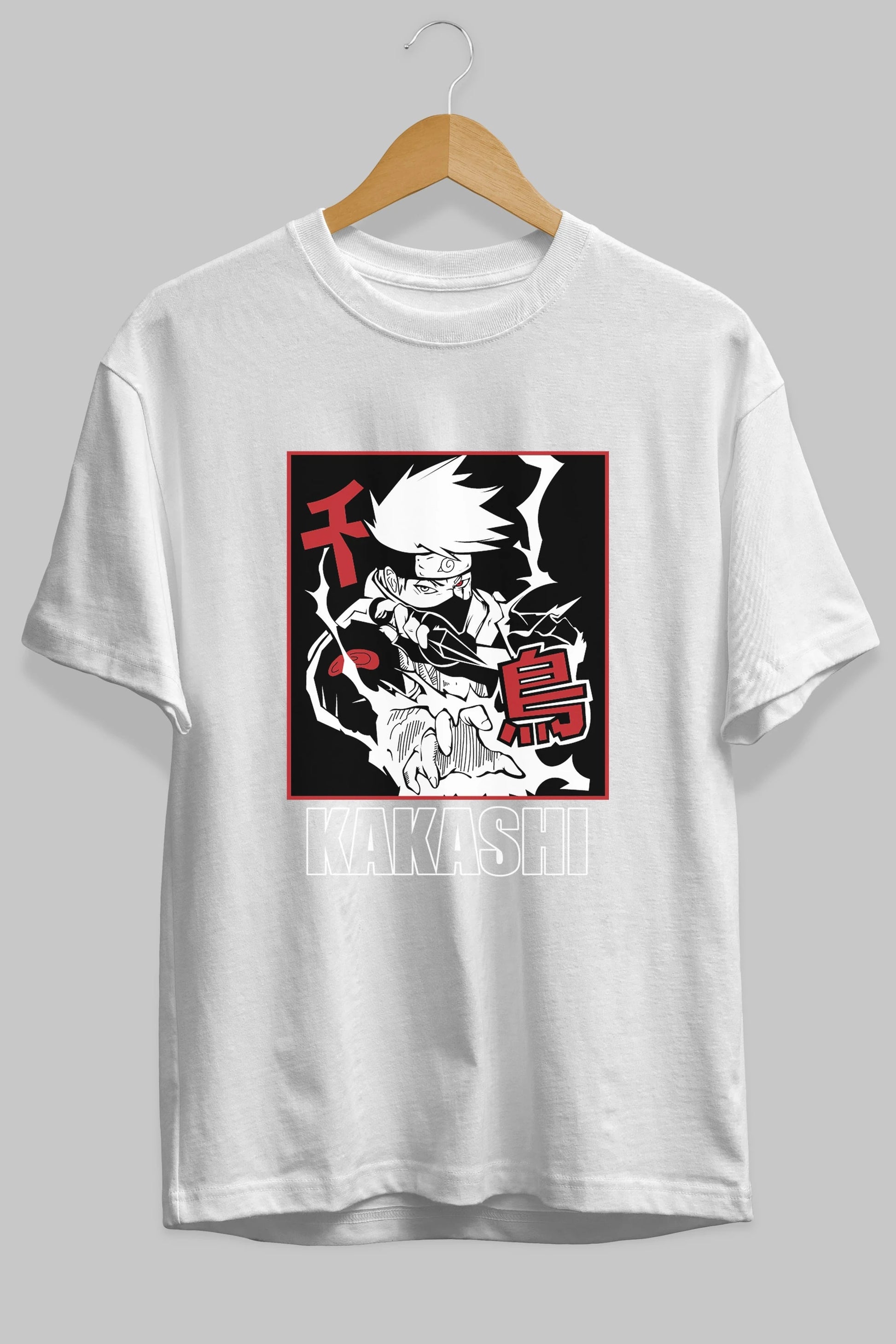 KAKASHI HATAKE NARUTO Anime Ön Baskılı Oversize t-shirt %100 pamuk Erkek Kadın Unisex