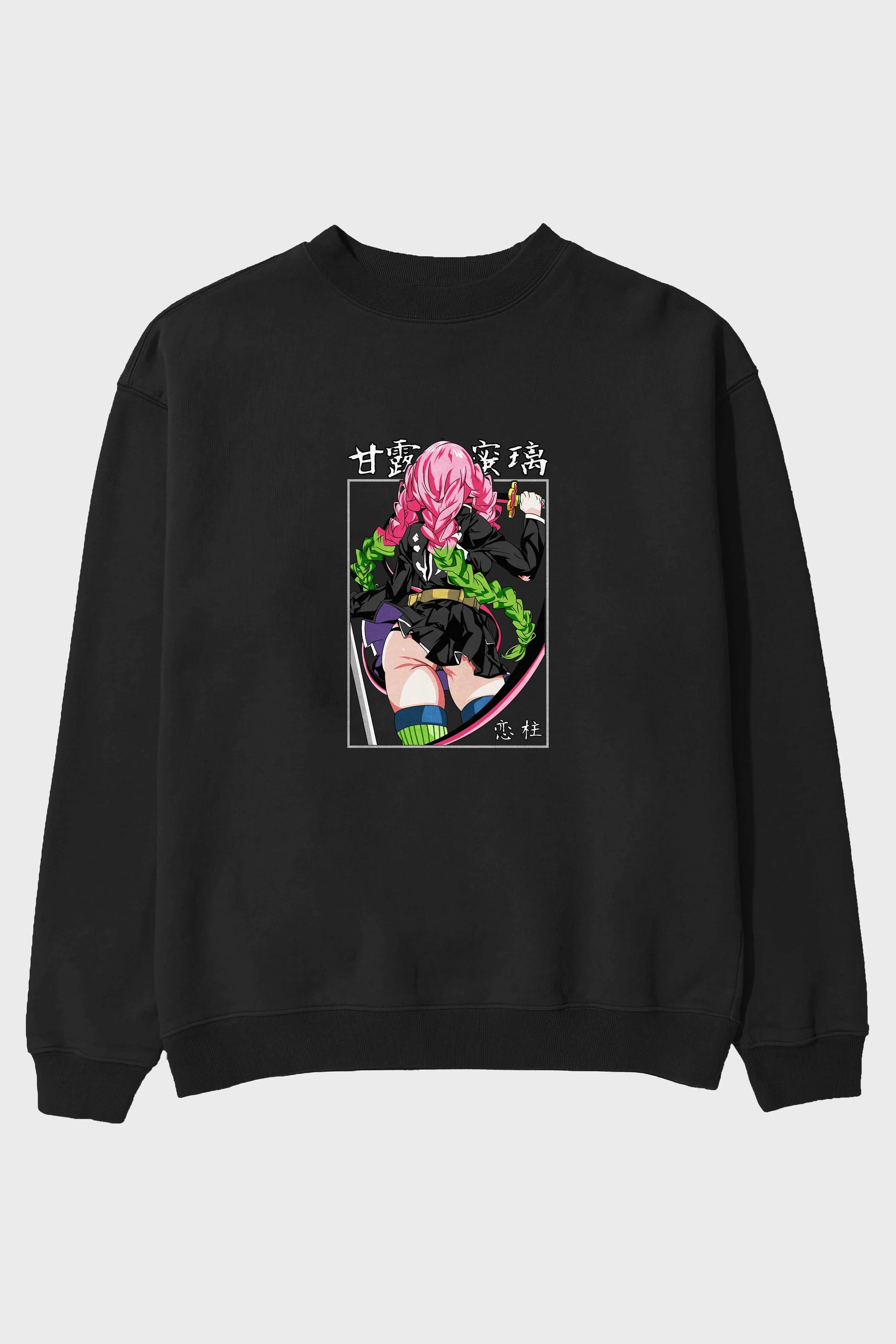 Mitsuri DEMONSLAYER Anime Ön Baskılı Oversize Sweatshirt Erkek Kadın Unisex