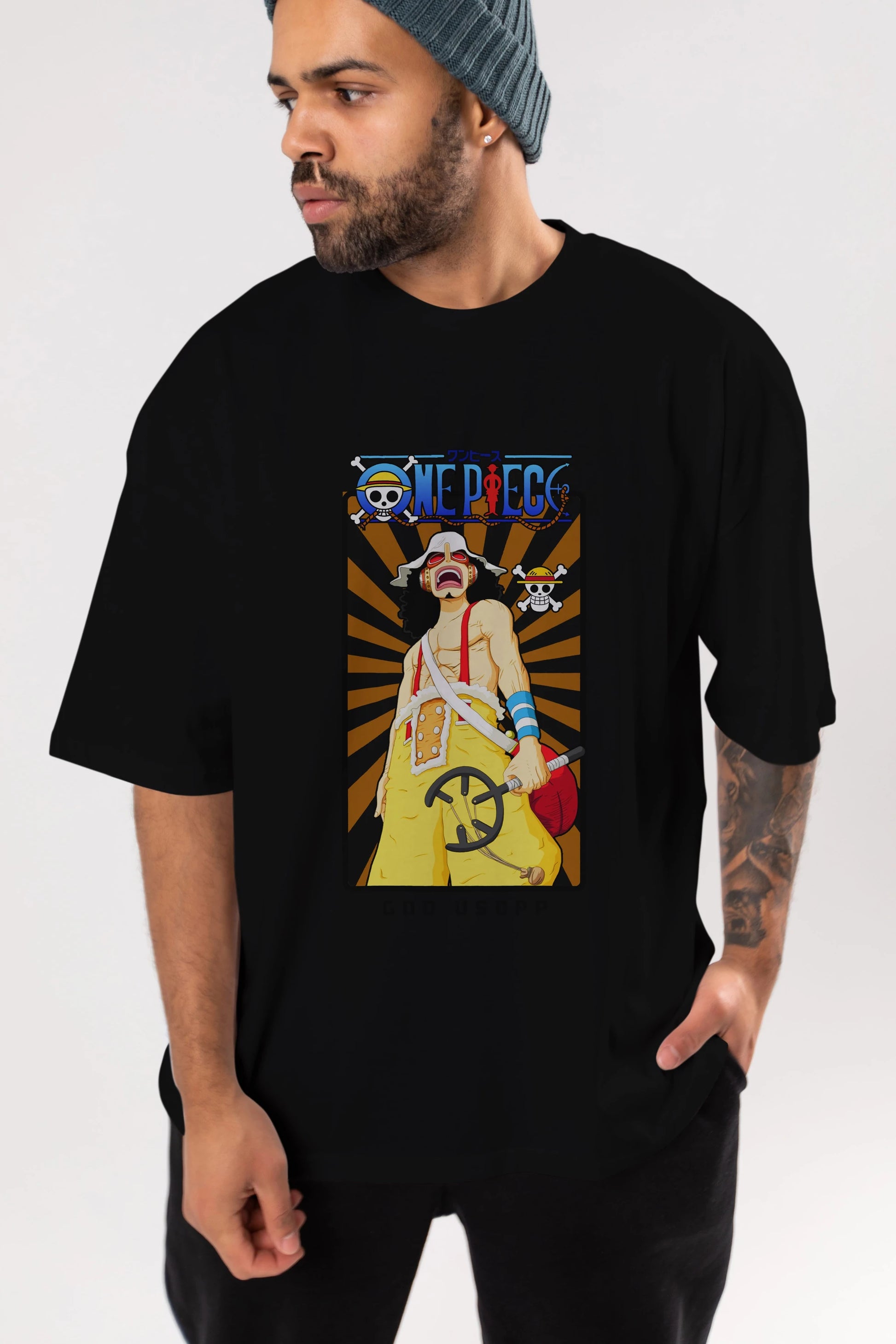 Usopp Anime Ön Baskılı Oversize t-shirt Erkek Kadın Unisex