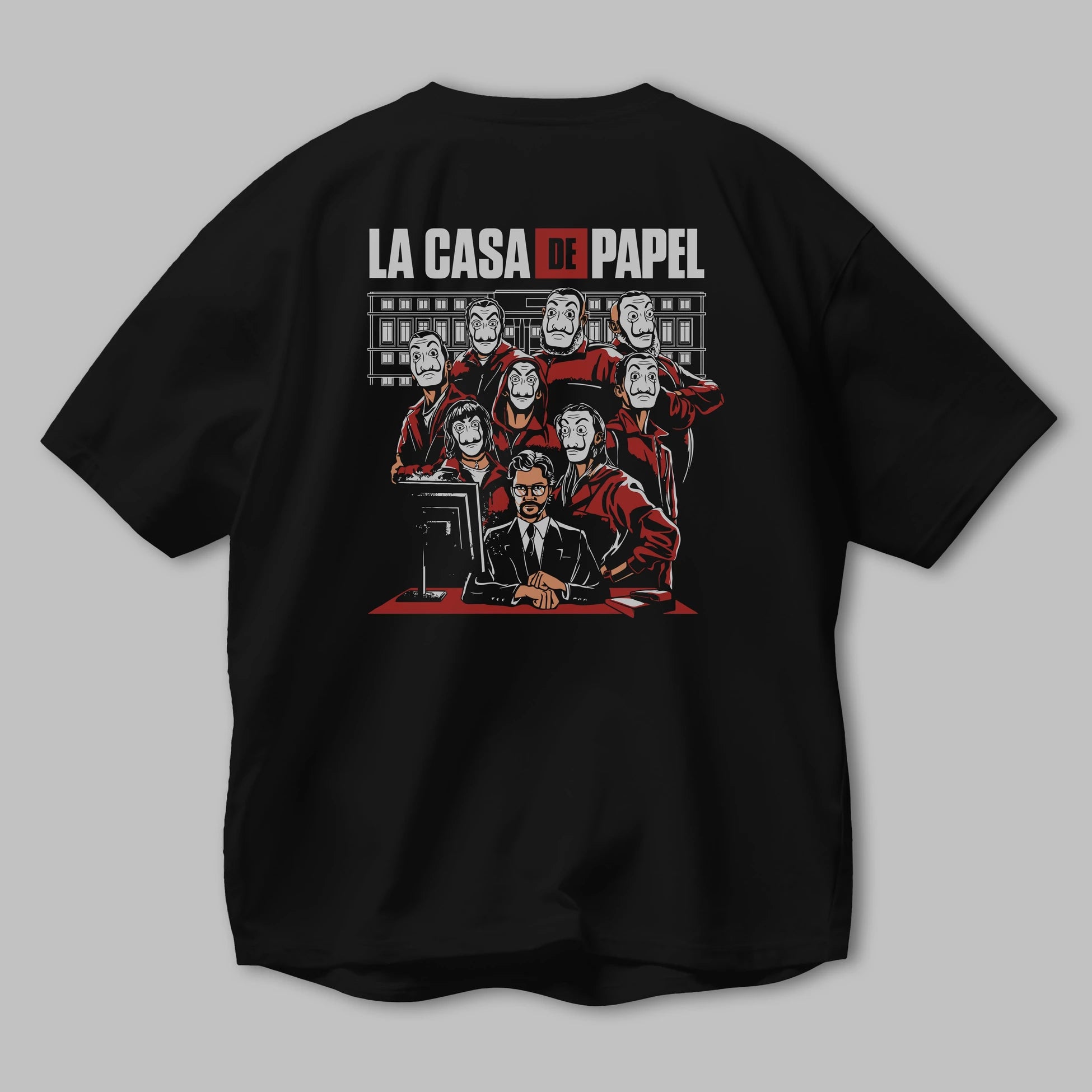 La Casa De Papel (5) Arka Baskılı Oversize t-shirt Erkek Kadın Unisex %100 Pamuk Bisiklet Yaka tişort