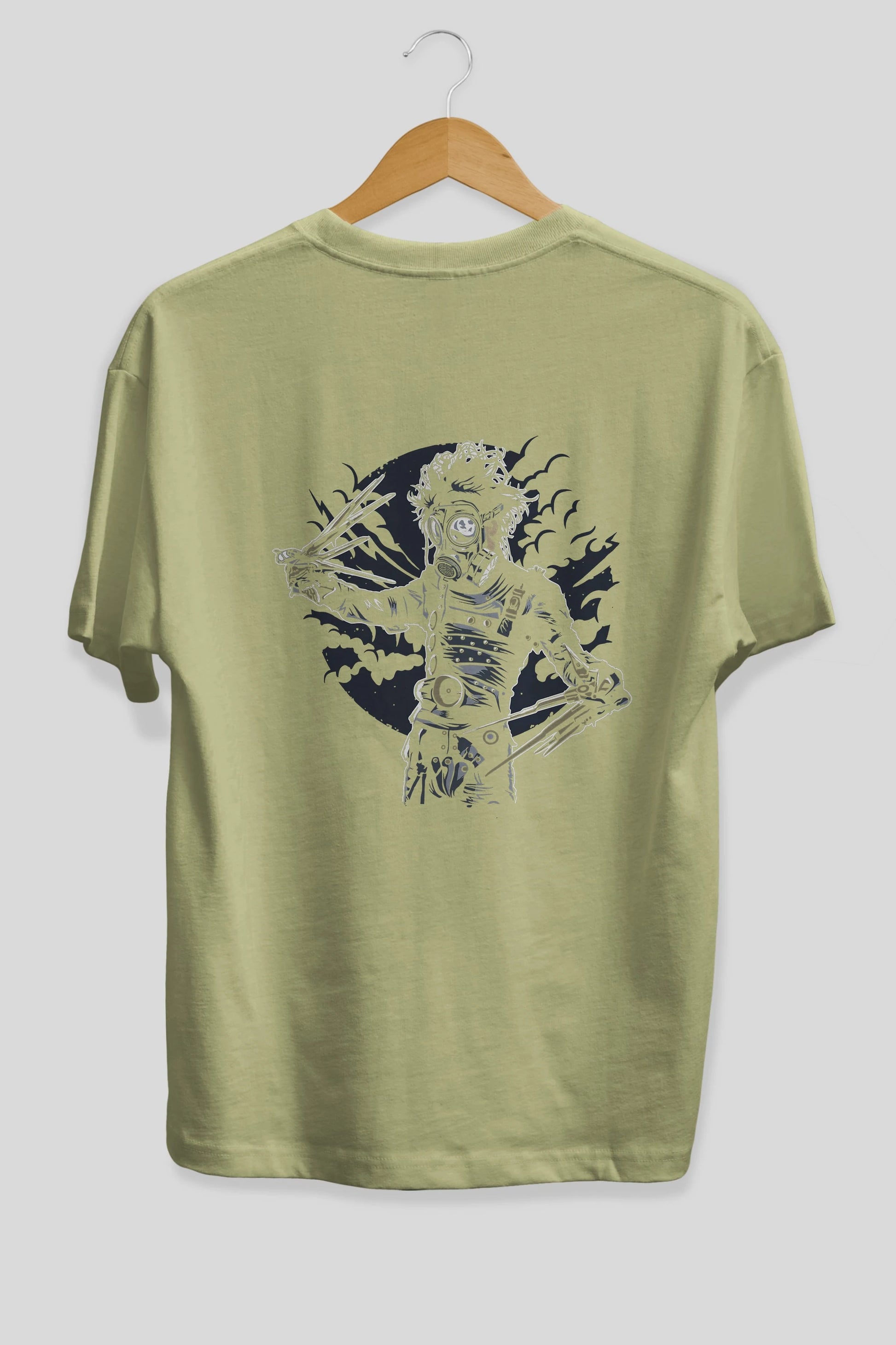 Gas Mask Scissors Arka Baskılı Oversize t-shirt Erkek Kadın Unisex %100 Pamuk