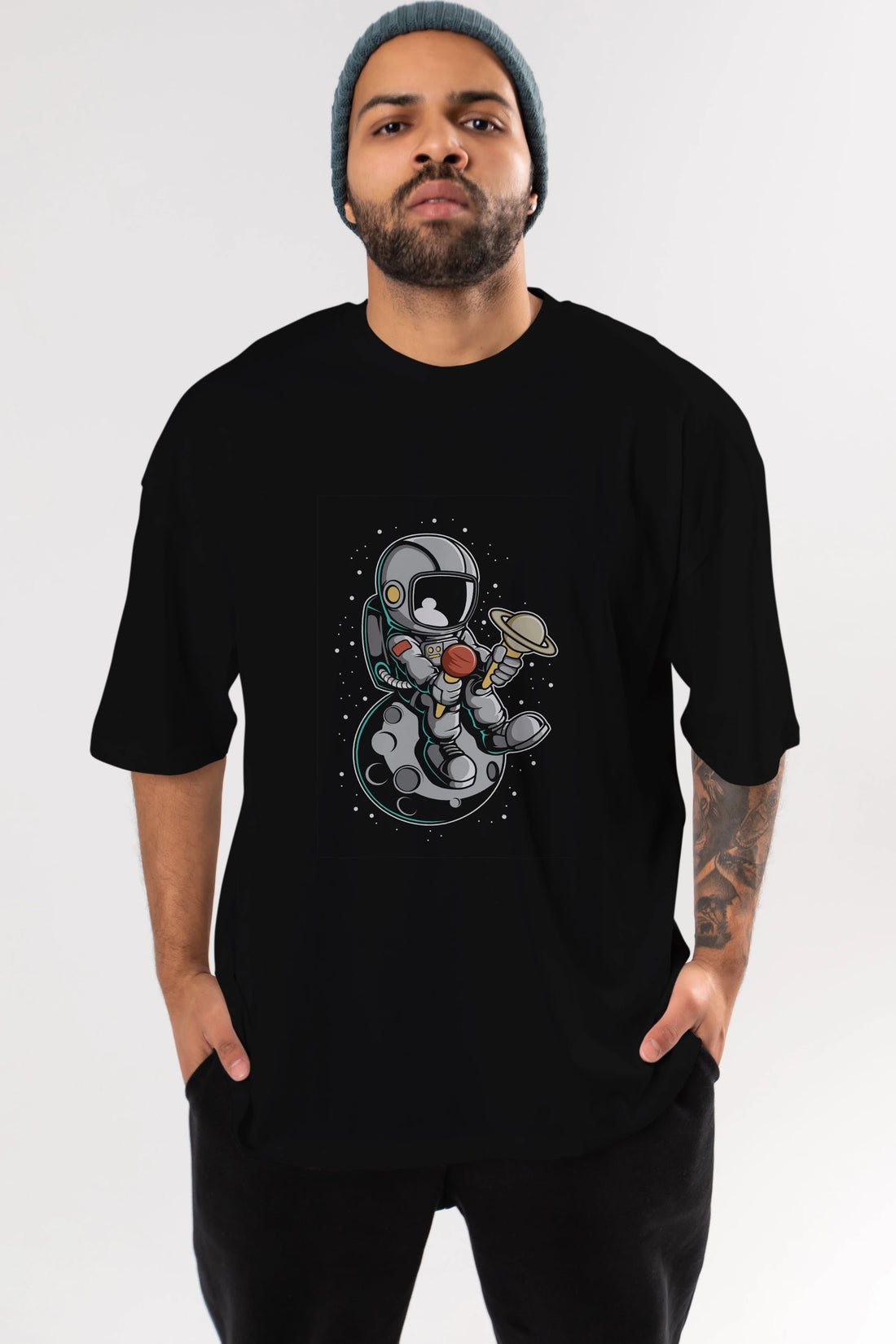 Astronaut Ice Cream (2) Ön Baskılı Oversize t-shirt Erkek Kadın Unisex