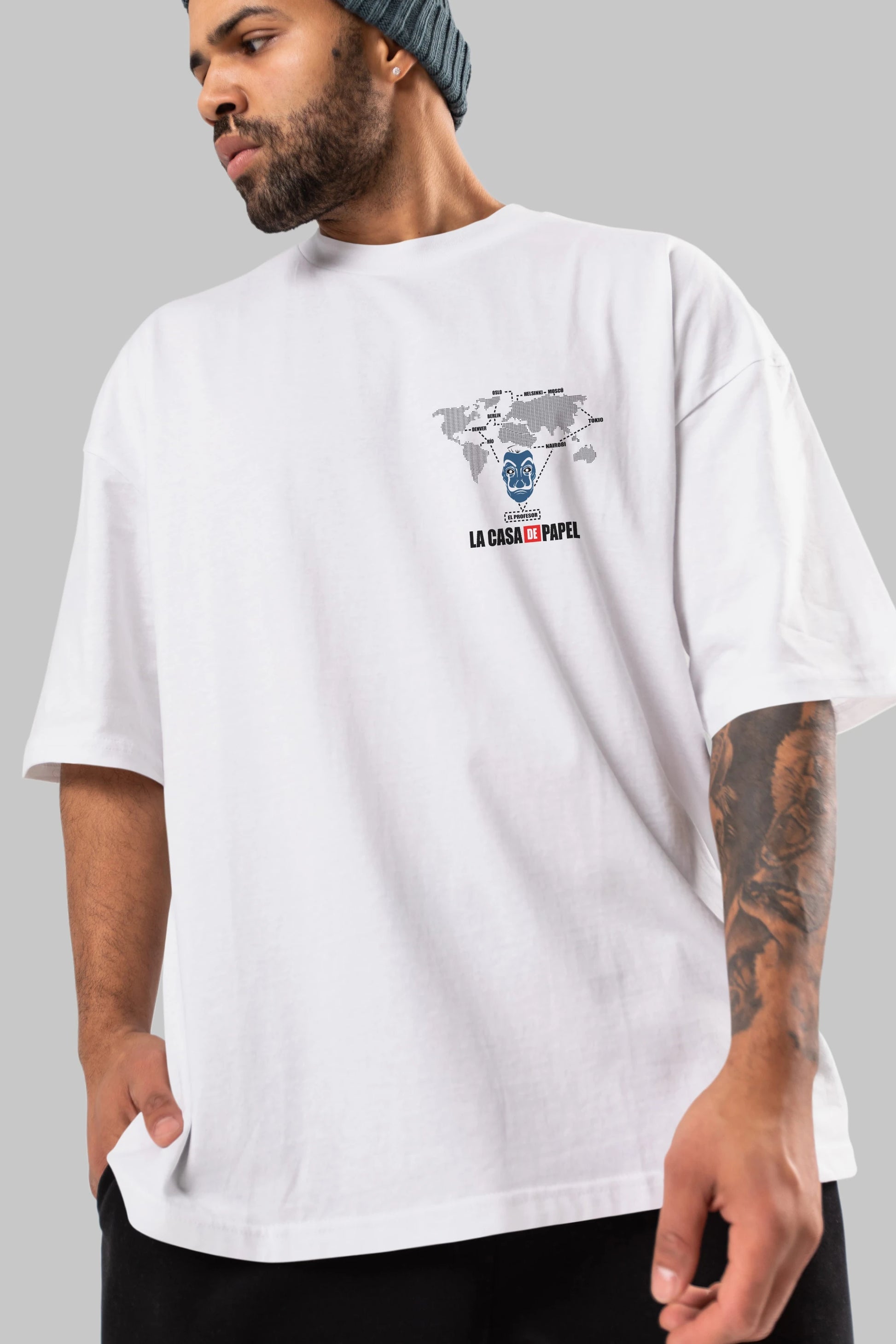 La Casa De Papel Ön Sol Baskılı Oversize t-shirt Erkek Kadın Unisex %100 Pamuk Bisiklet Yaka tişort