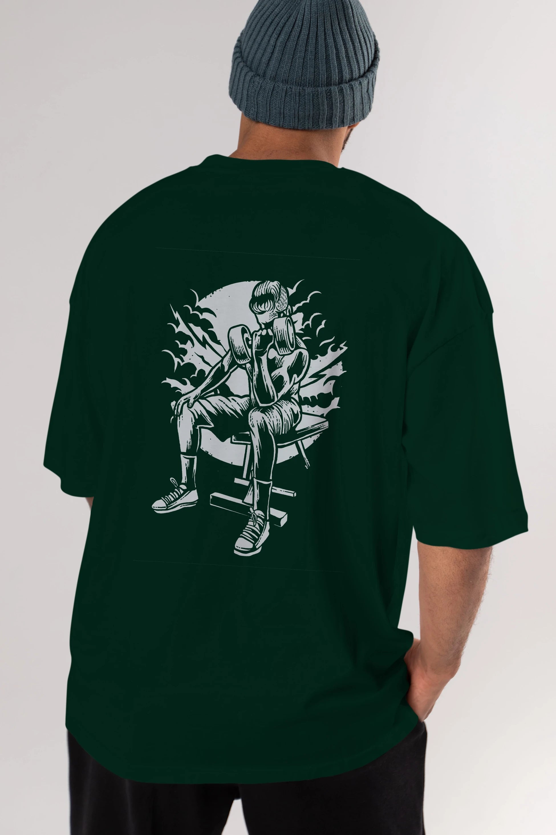 No Pain No Gain Arka Baskılı Oversize t-shirt Erkek Kadın Unisex %100 Pamuk