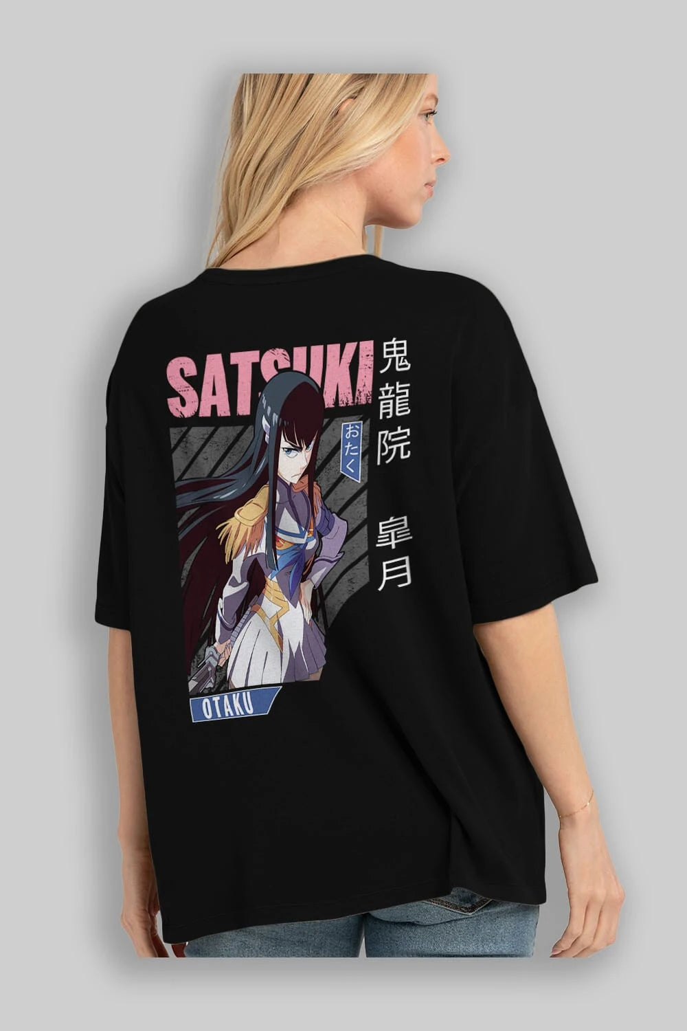Satsuki Kiryuuin 8 Anime Arka Baskılı Oversize t-shirt Erkek Kadın Unisex