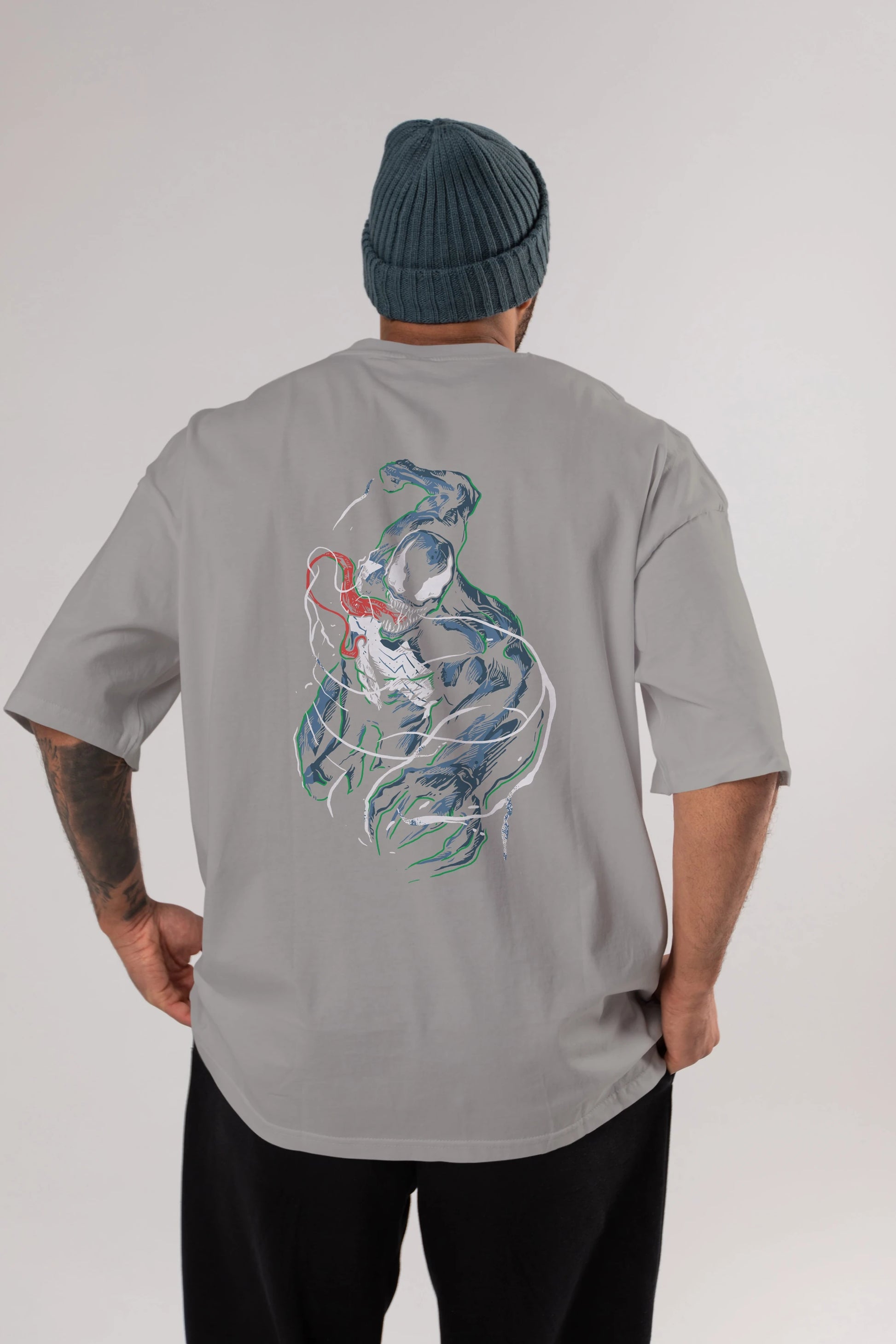 Venom (5) Arka Baskılı Oversize t-shirt Erkek Kadın Unisex %100 Pamuk Bisiklet Yaka tişort