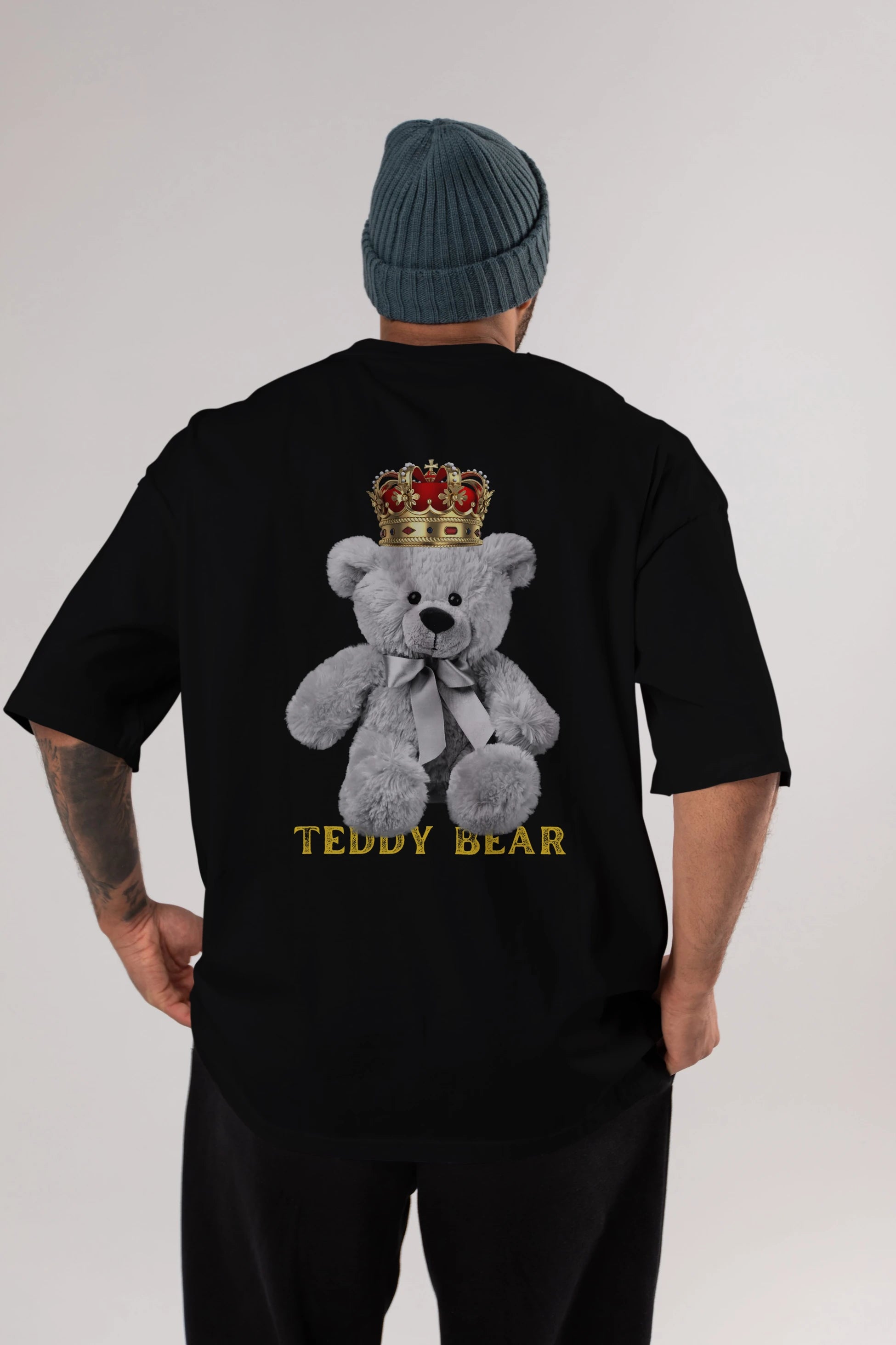 Teddy Bear Arka Baskılı Oversize t-shirt Erkek Kadın Unisex
