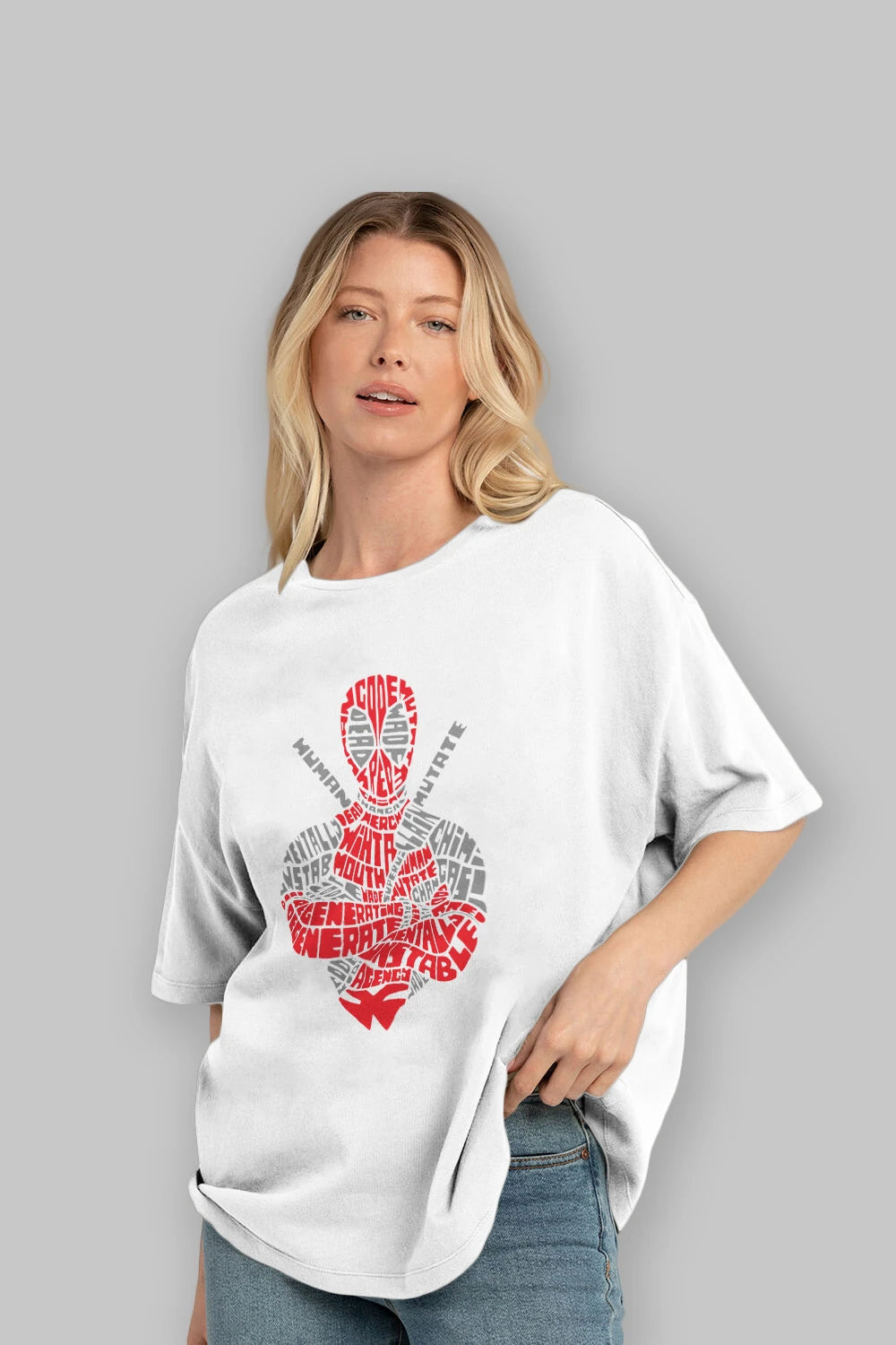 Deadpool (16) Ön Baskılı Oversize t-shirt Erkek Kadın Unisex %100 Pamuk Bisiklet Yaka tişort