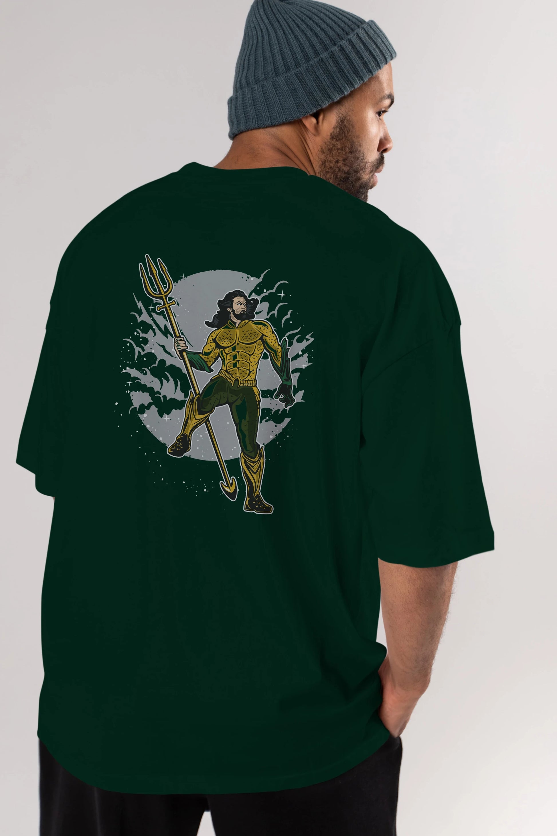 AQUAMAN Arka Baskılı Oversize t-shirt Erkek Kadın Unisex %100 Pamuk
