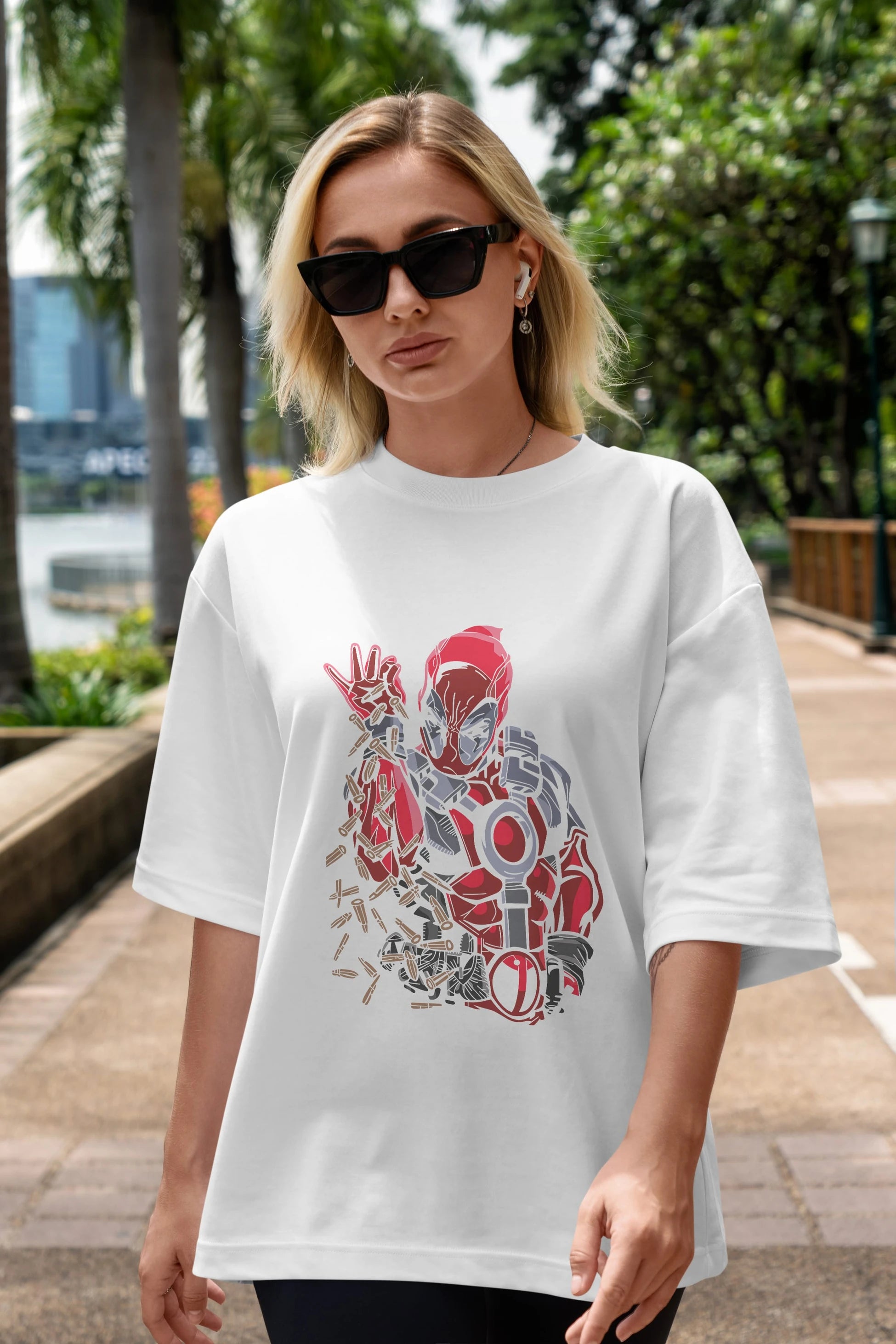 Deadpool (2) Ön Baskılı Oversize t-shirt Erkek Kadın Unisex %100 Pamuk Bisiklet Yaka tişort