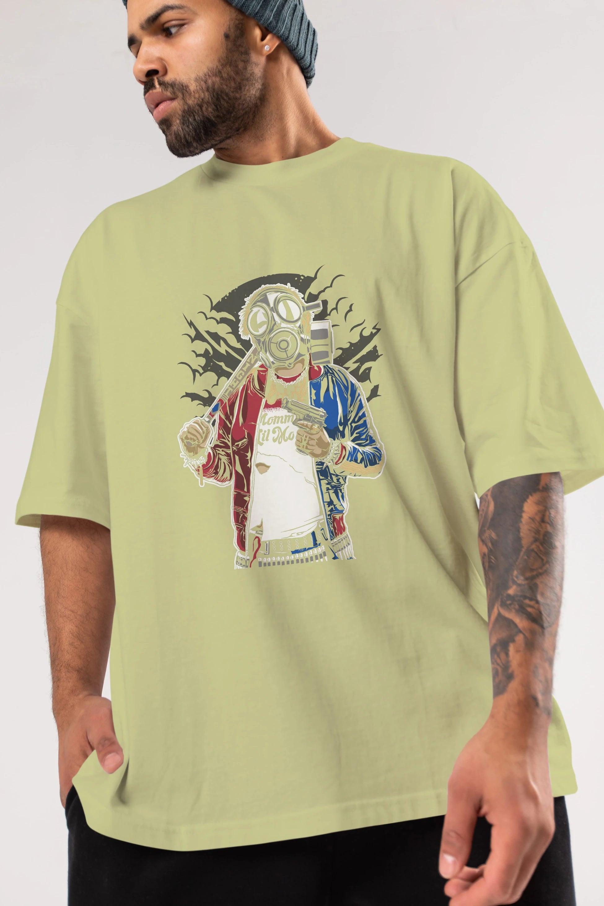 Suicide Gasmask Ön Baskılı Oversize t-shirt Erkek Kadın Unisex %100 Pamuk tişort