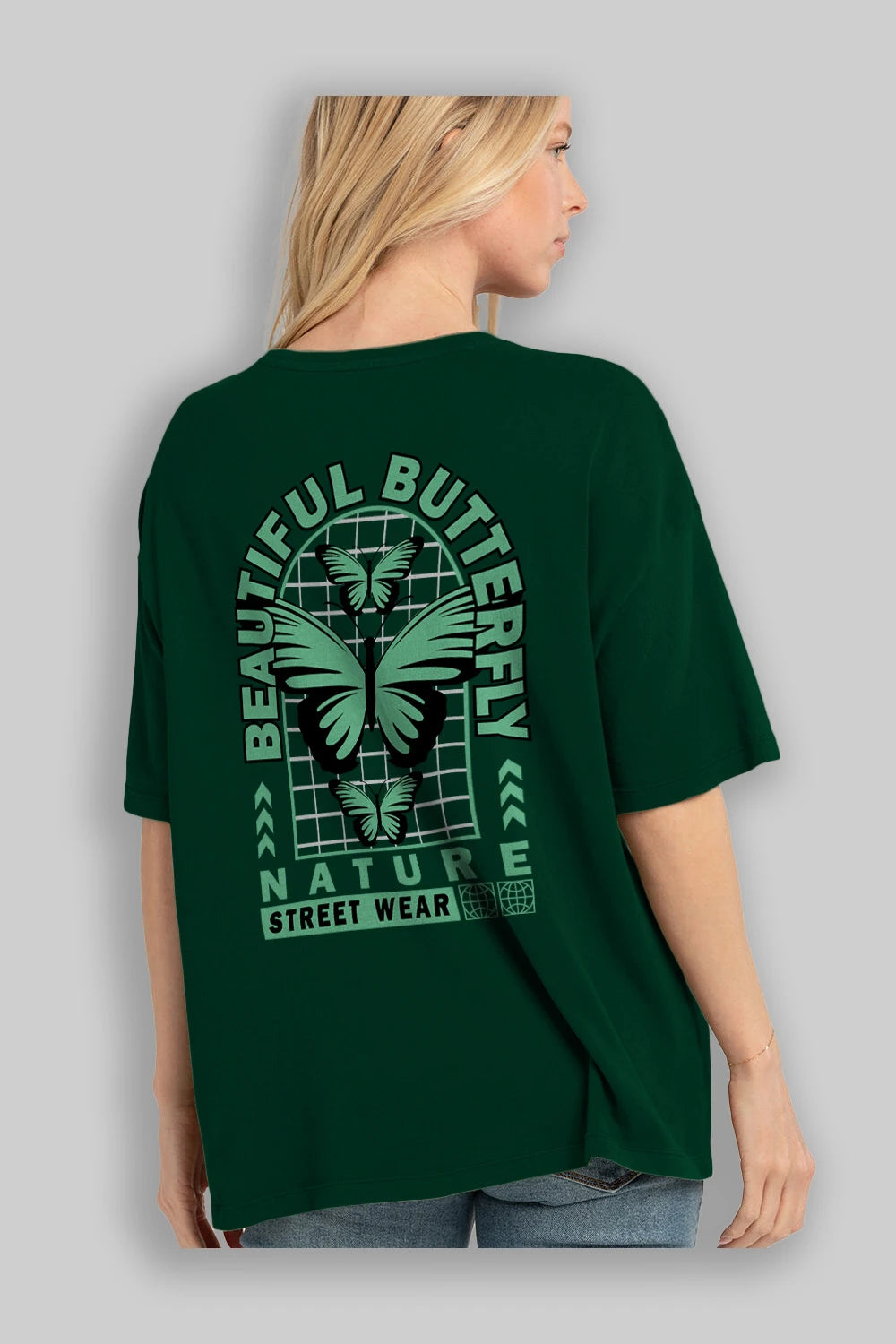 Beautiful Butterfly Arka Baskılı Oversize t-shirt Erkek Kadın Unisex