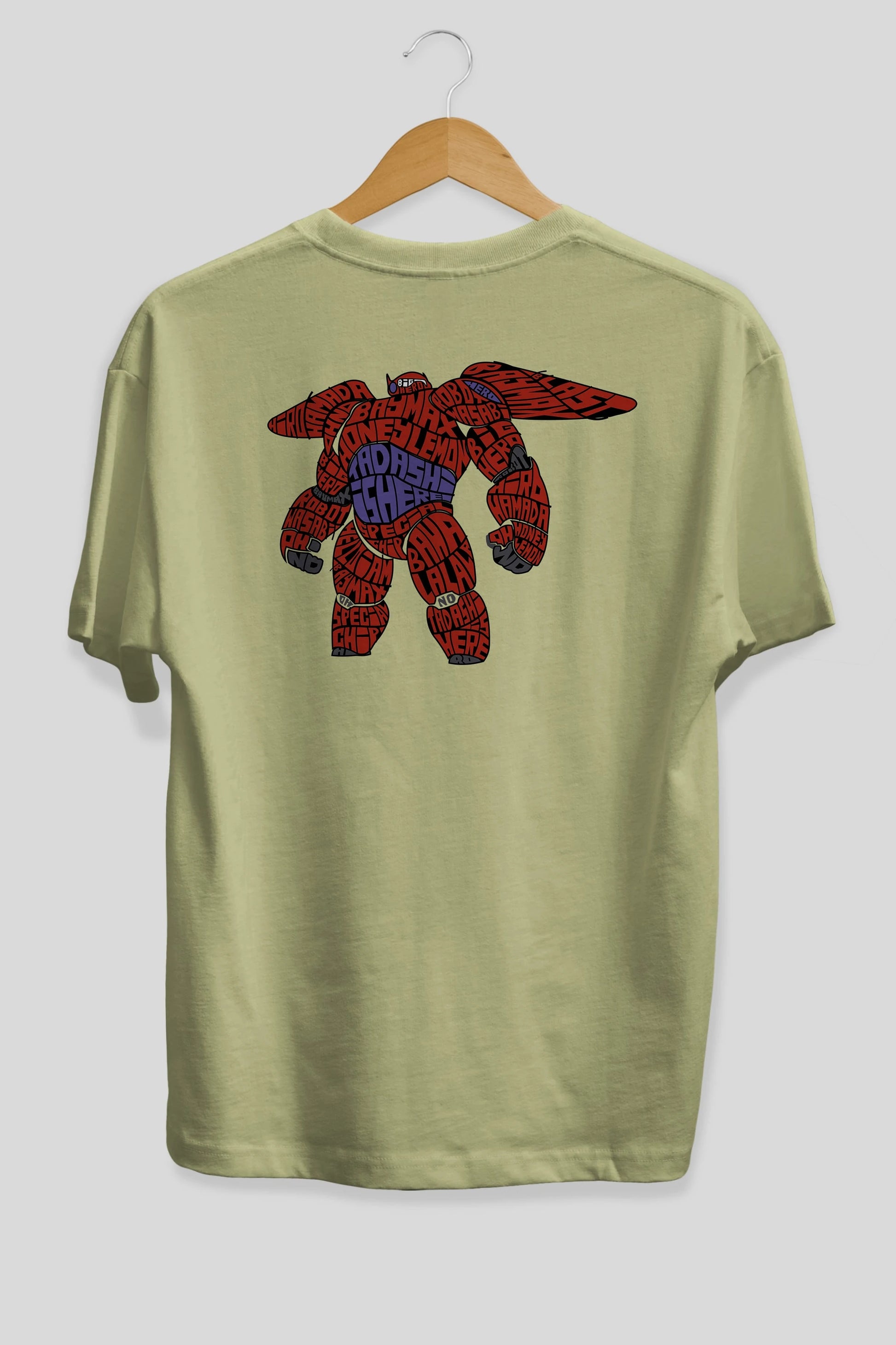 Baymax Arka Baskılı Oversize t-shirt %100 pamuk Erkek Kadın Unisex