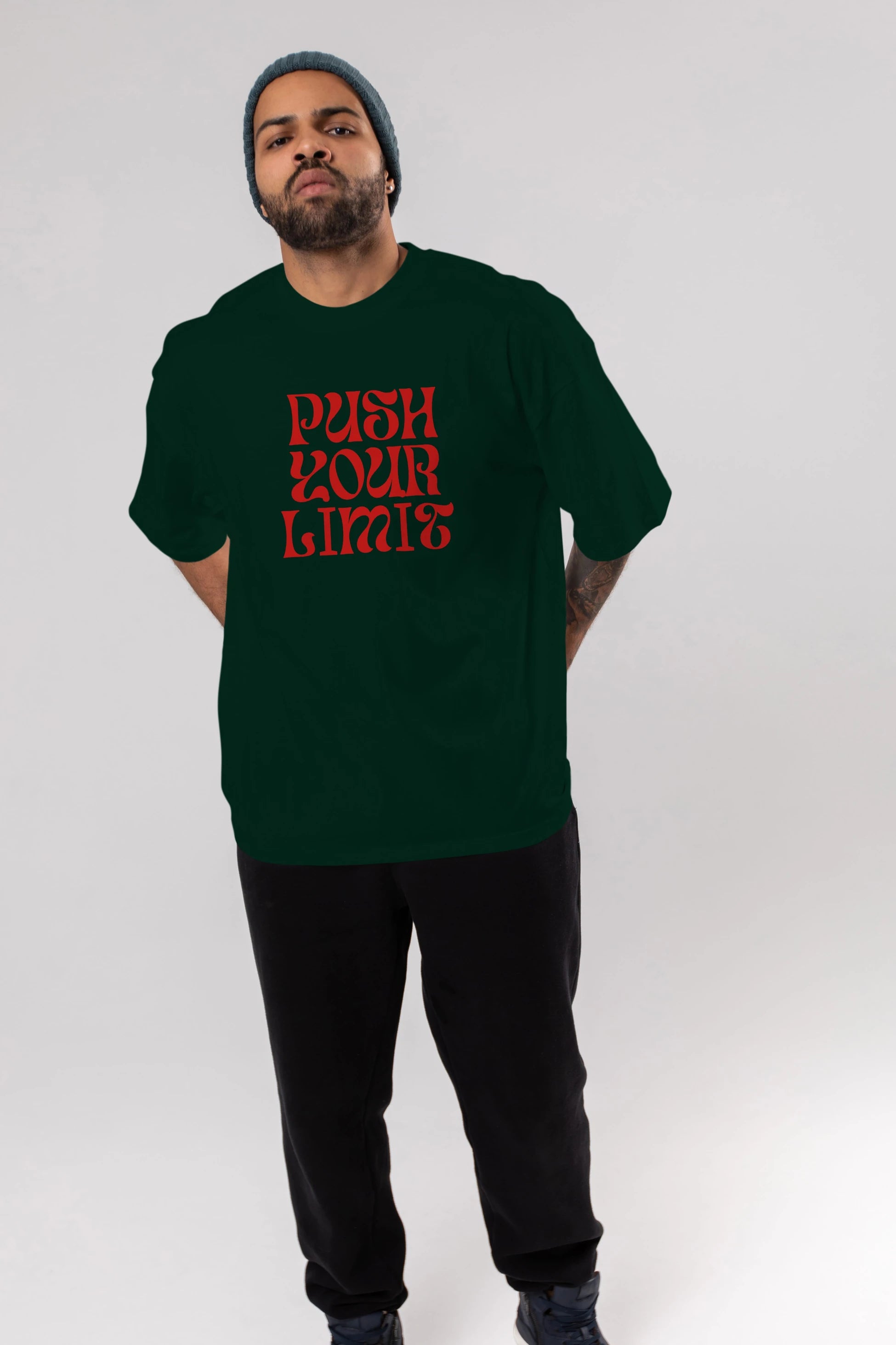 Push Your Limit Yazılı 2 Ön Baskılı Oversize t-shirt Erkek Kadın Unisex