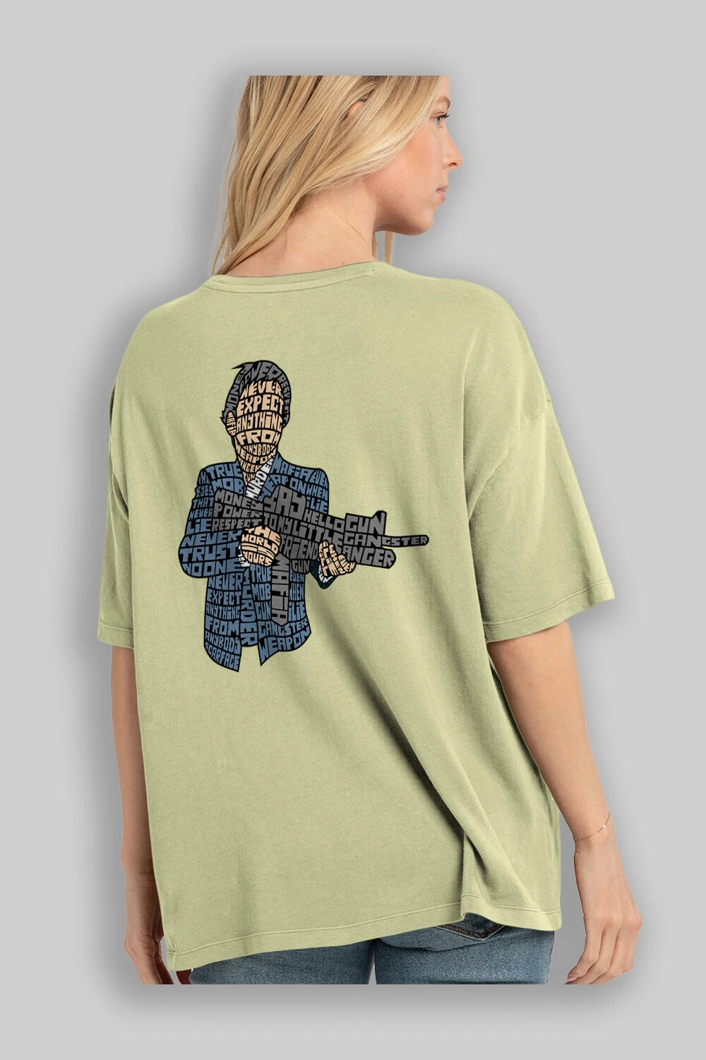 Mafia Arka Baskılı Oversize t-shirt %100 pamuk Erkek Kadın Unisex