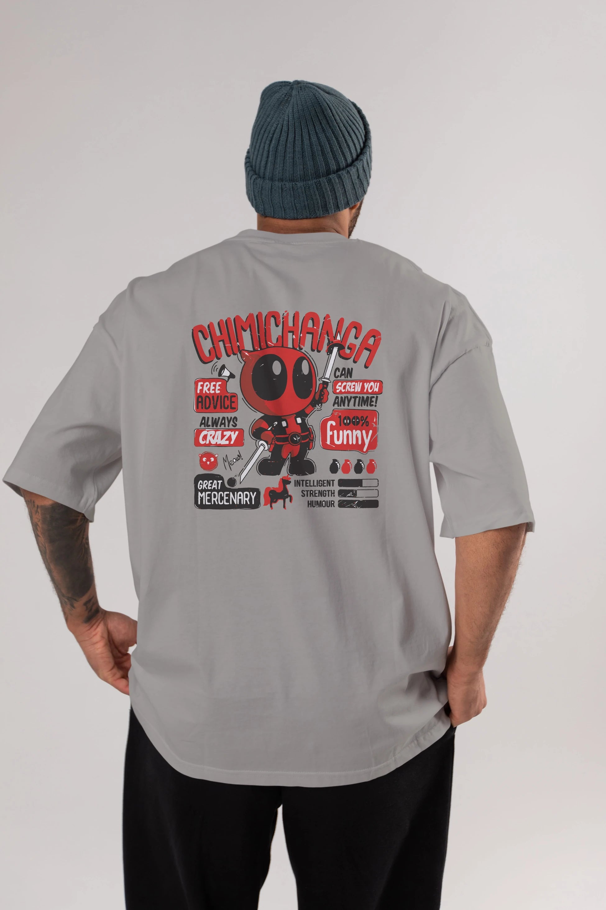 Deadpool (9) Arka Baskılı Oversize t-shirt Erkek Kadın Unisex %100 Pamuk Bisiklet Yaka tişort