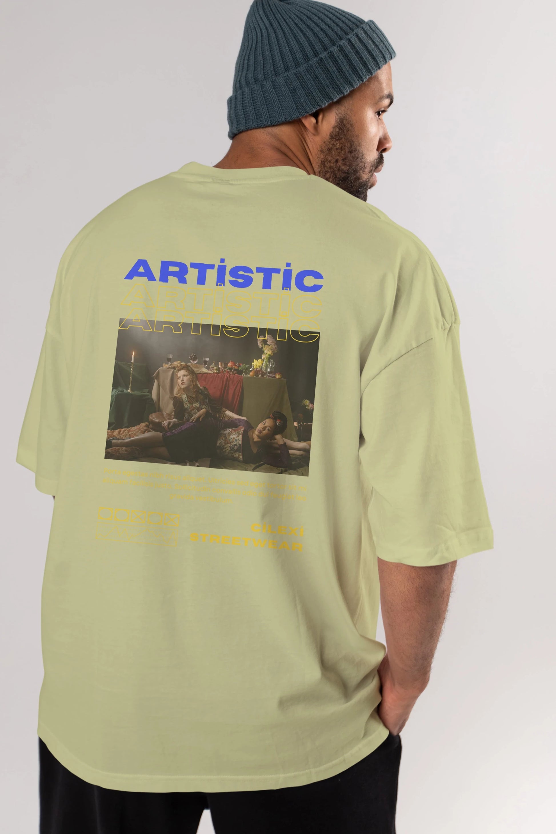 Artistic Yazılı Streetwear Arka Baskılı Oversize t-shirt Erkek Kadın Unisex