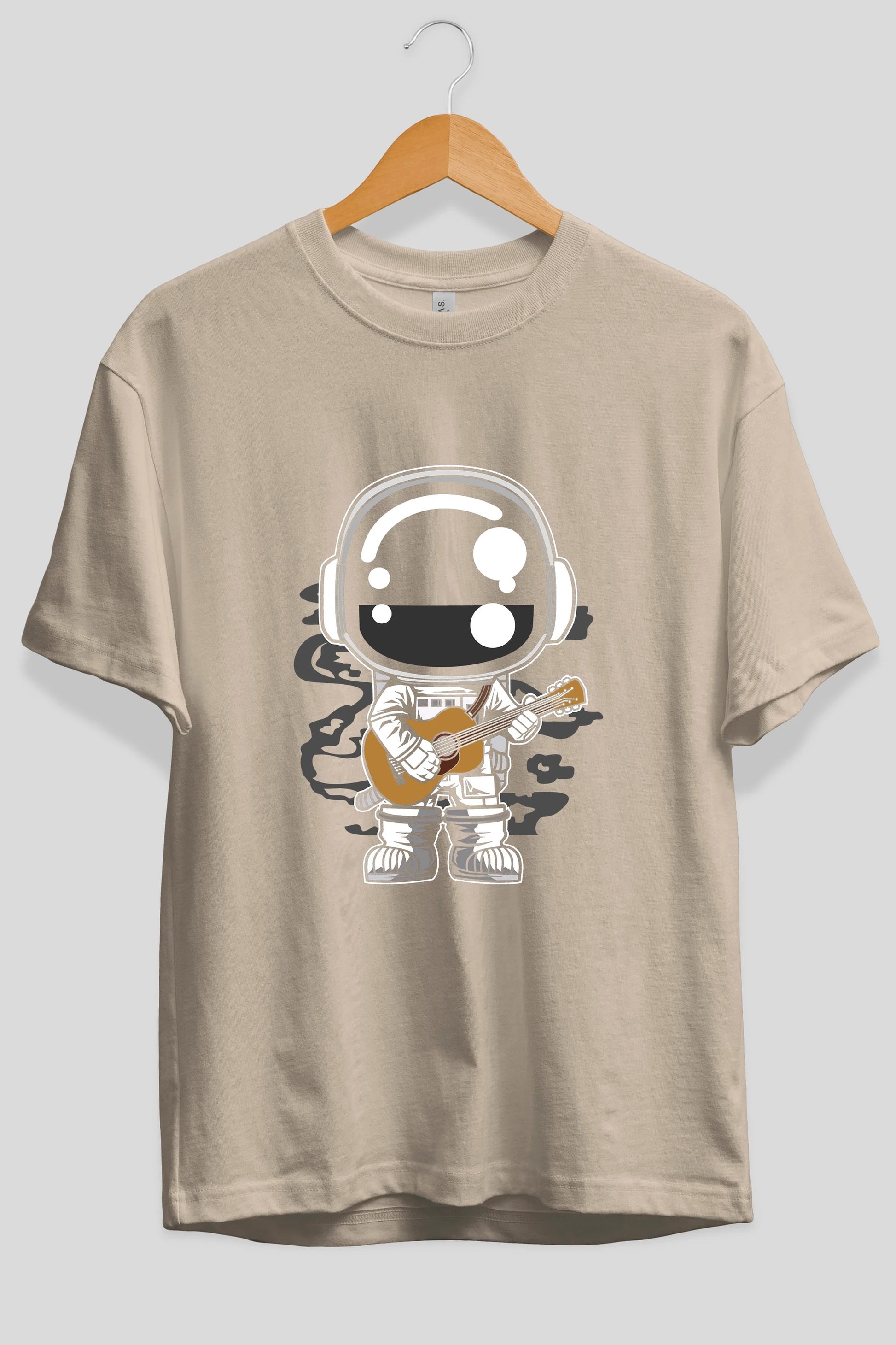 Astronaut Acoustic Guitar Ön Baskılı Oversize t-shirt Erkek Kadın Unisex