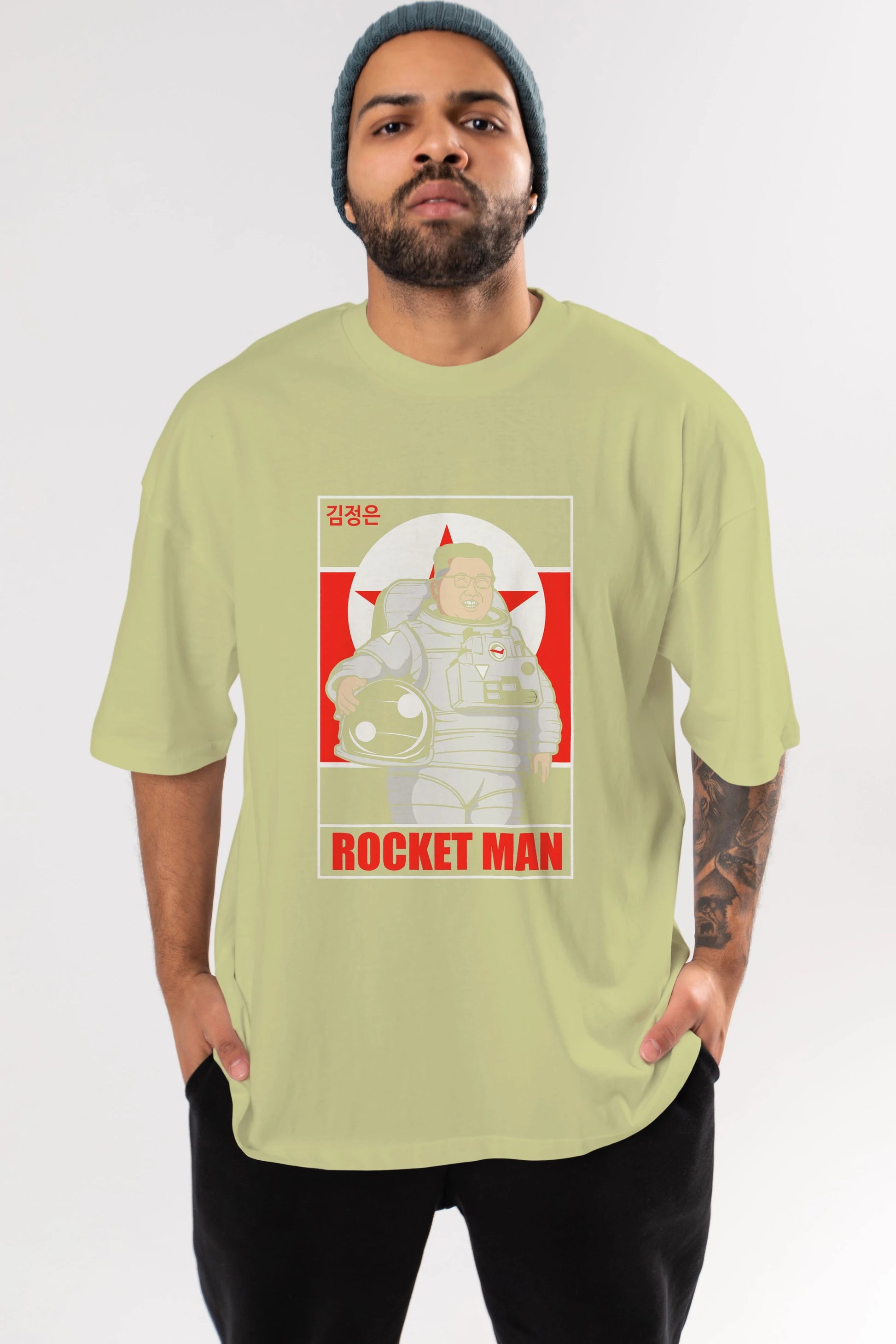 Astronot Kim Ön Baskılı Oversize t-shirt Erkek Kadın Unisex %100 Pamuk tişort