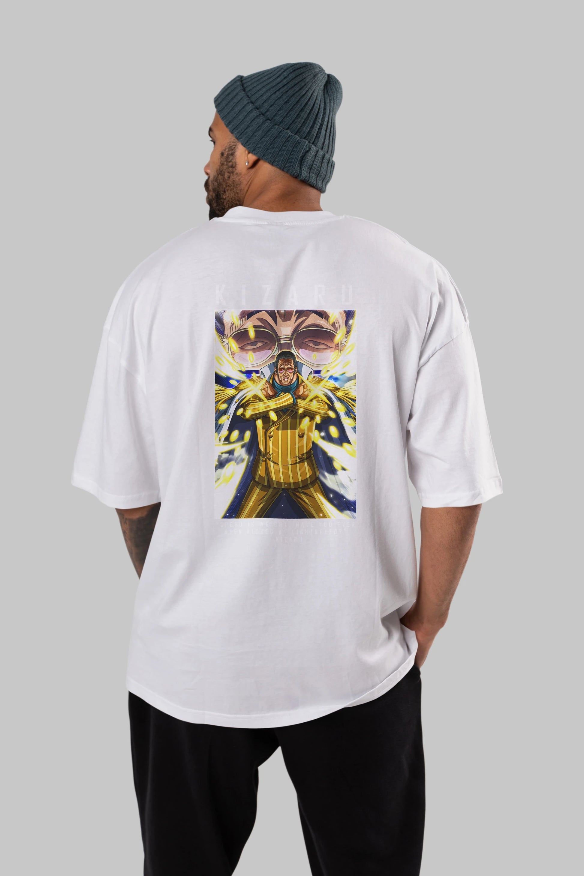 Kizaru Anime Arka Baskılı Oversize t-shirt Erkek Kadın Unisex %100 pamuk tişort