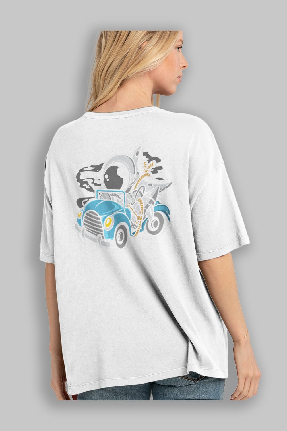 Astronaut Journey Arka Baskılı Oversize t-shirt Erkek Kadın Unisex