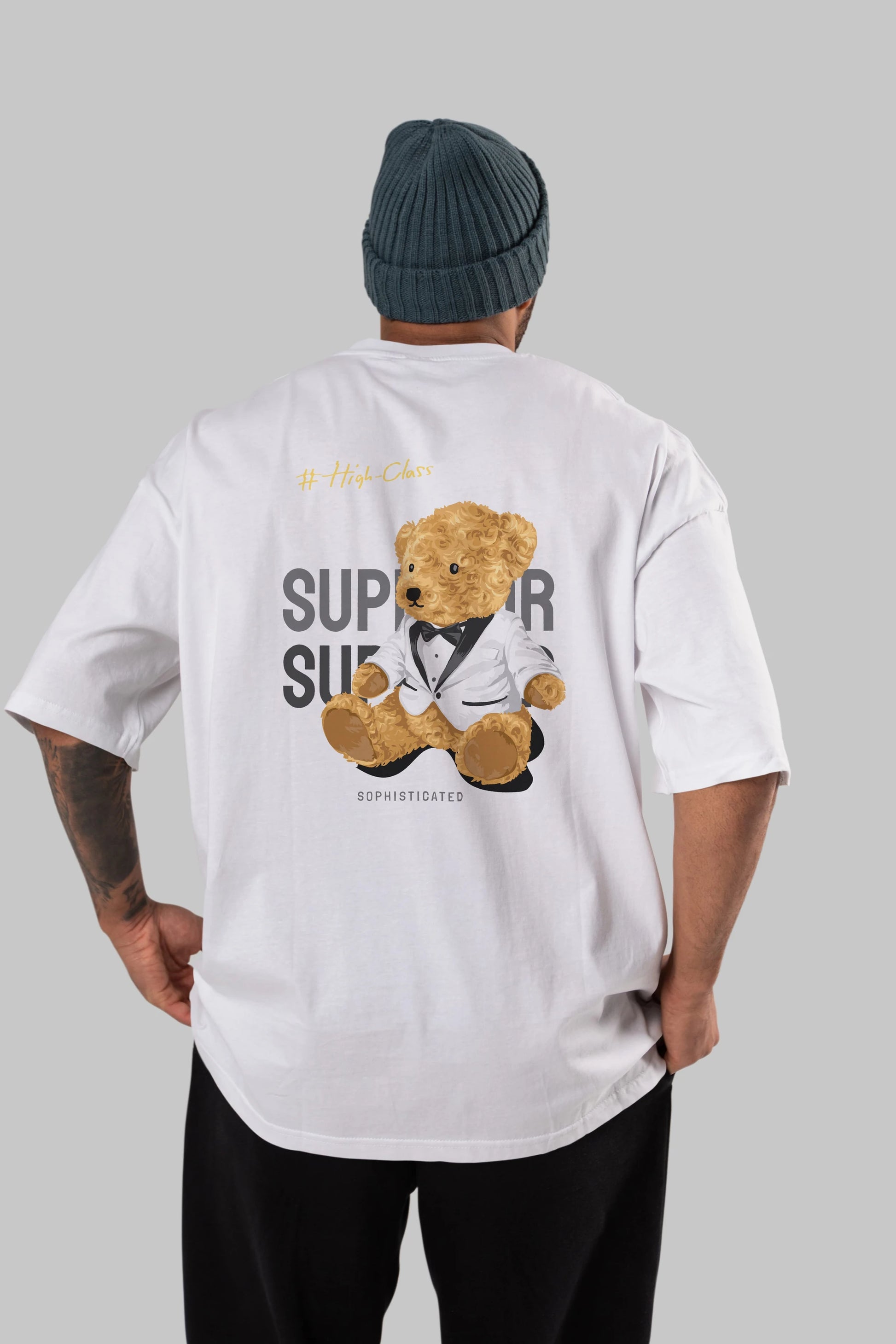 Teddy Bear Superior Arka Baskılı Oversize t-shirt Erkek Kadın Unisex %100 Pamuk