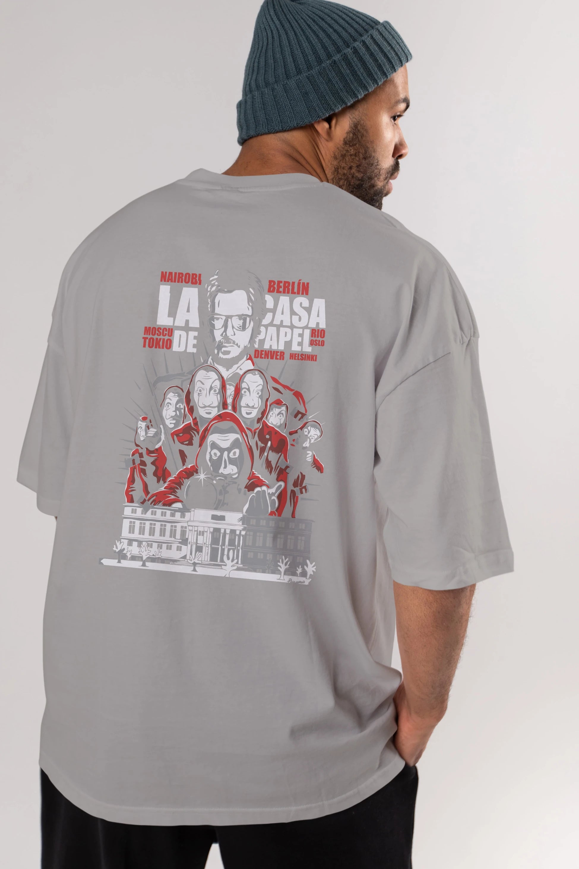 La Casa De Papel (2) Arka Baskılı Oversize t-shirt Erkek Kadın Unisex %100 Pamuk Bisiklet Yaka tişort