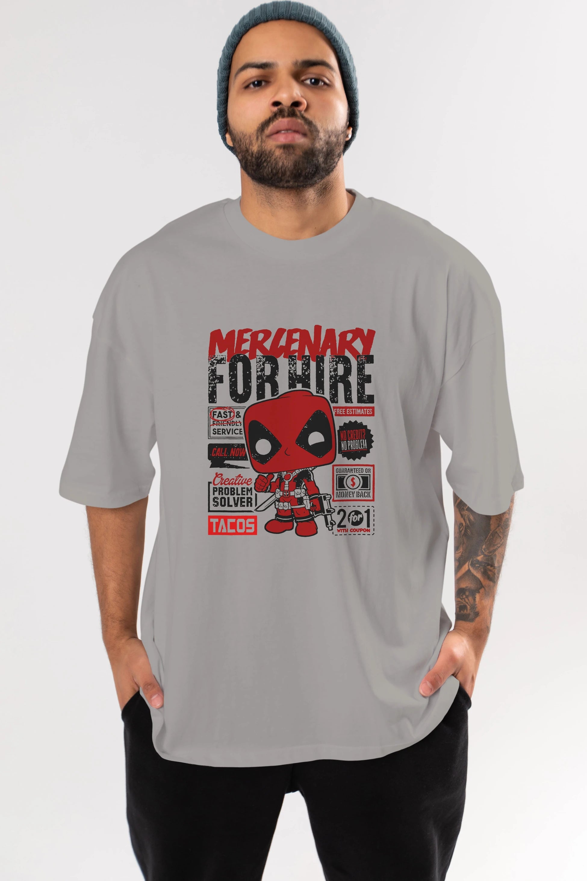 Deadpool (18) Ön Baskılı Oversize t-shirt Erkek Kadın Unisex %100 Pamuk Bisiklet Yaka tişort