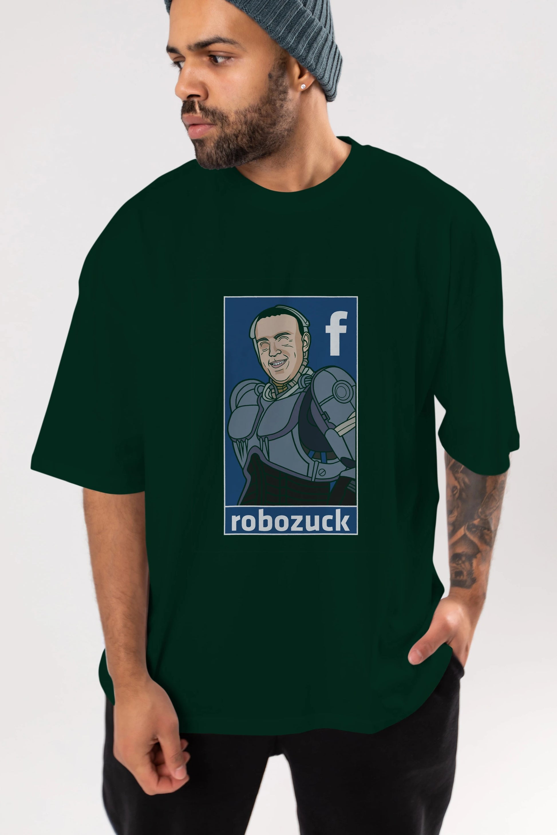 Robozuck Ön Baskılı Oversize t-shirt Erkek Kadın Unisex %100 Pamuk tişort