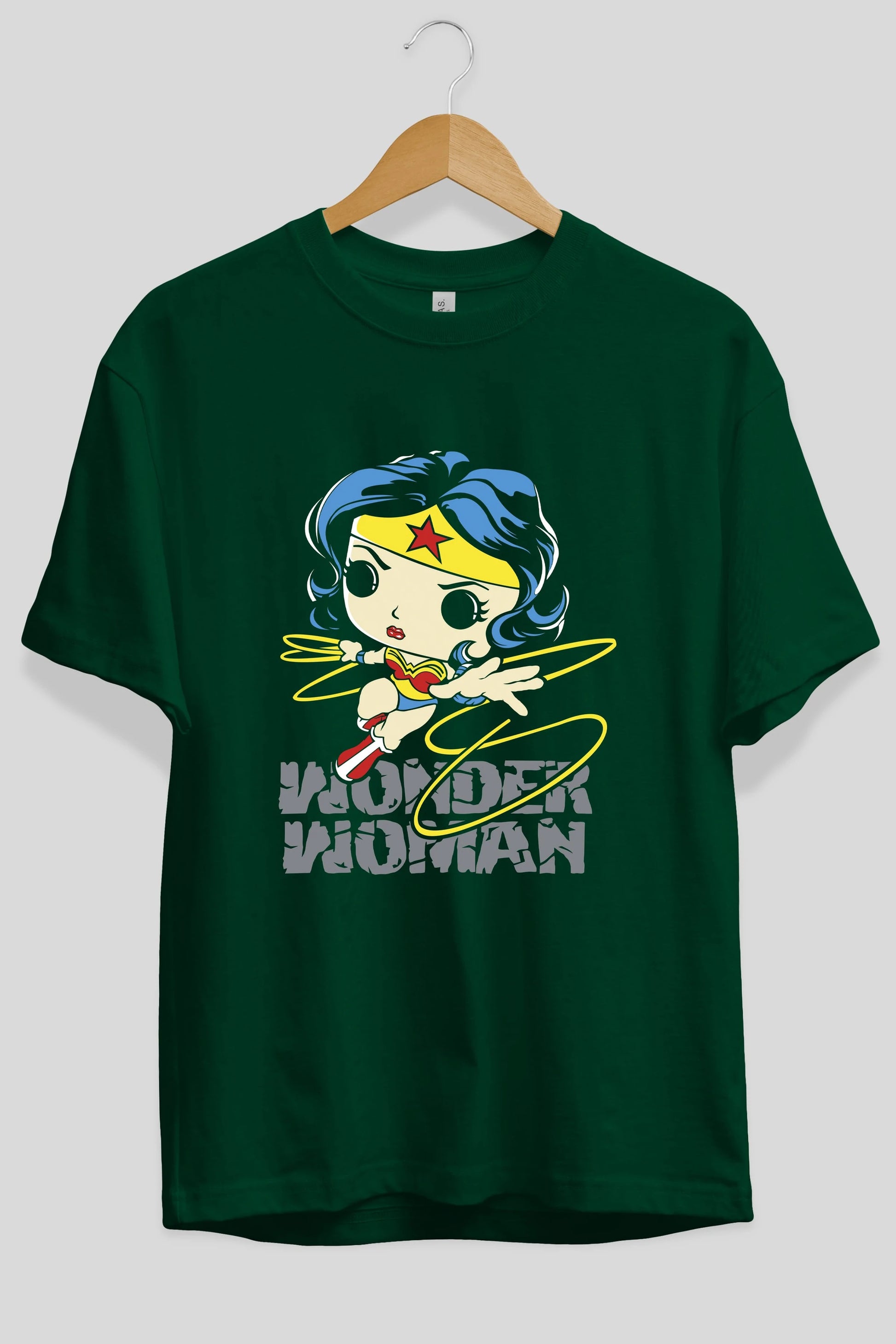 Wonder Woman Ön Baskılı Oversize t-shirt Erkek Kadın Unisex %100 Pamuk Bisiklet Yaka tişort