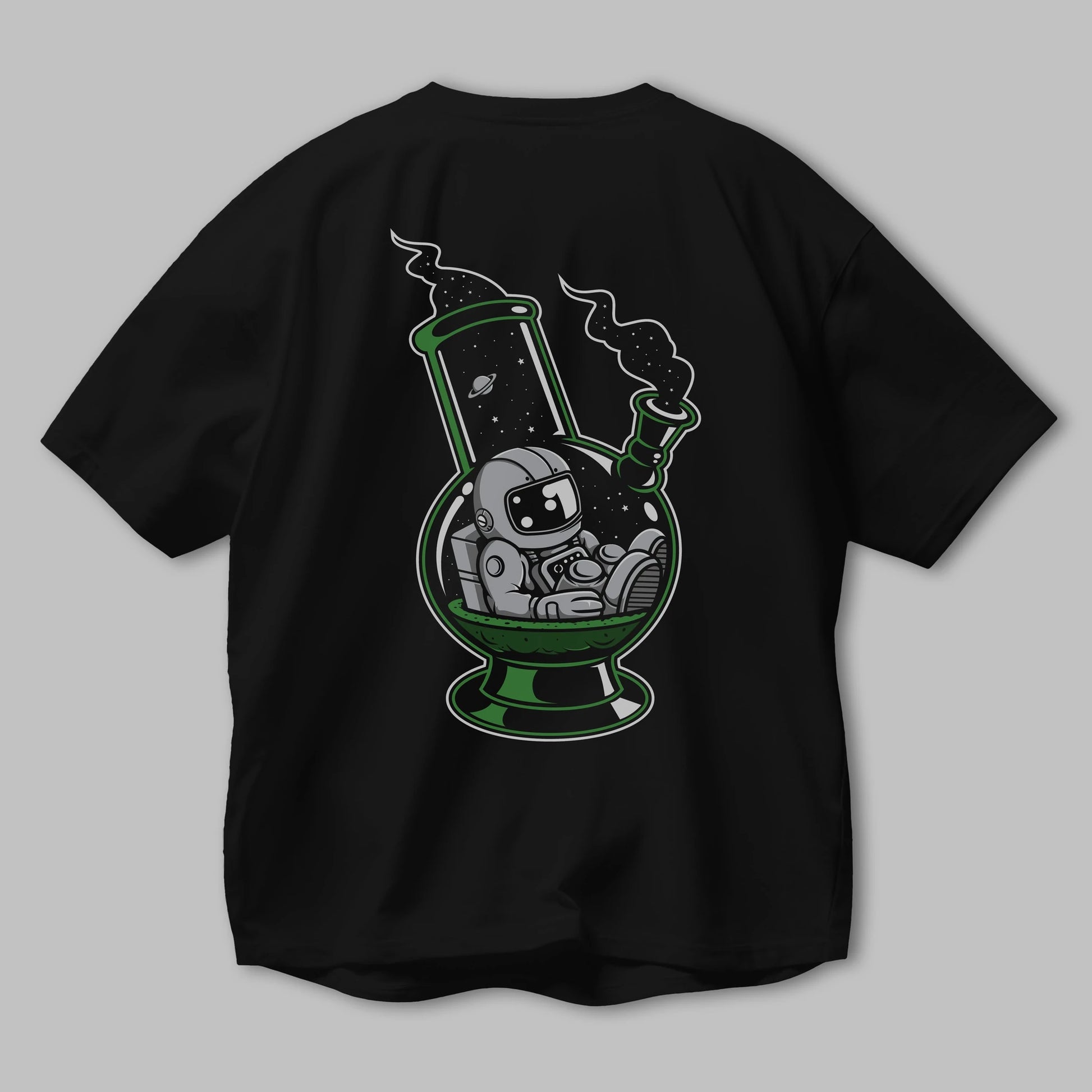 Astronaut Bong Arka Baskılı Oversize t-shirt Erkek Kadın Unisex