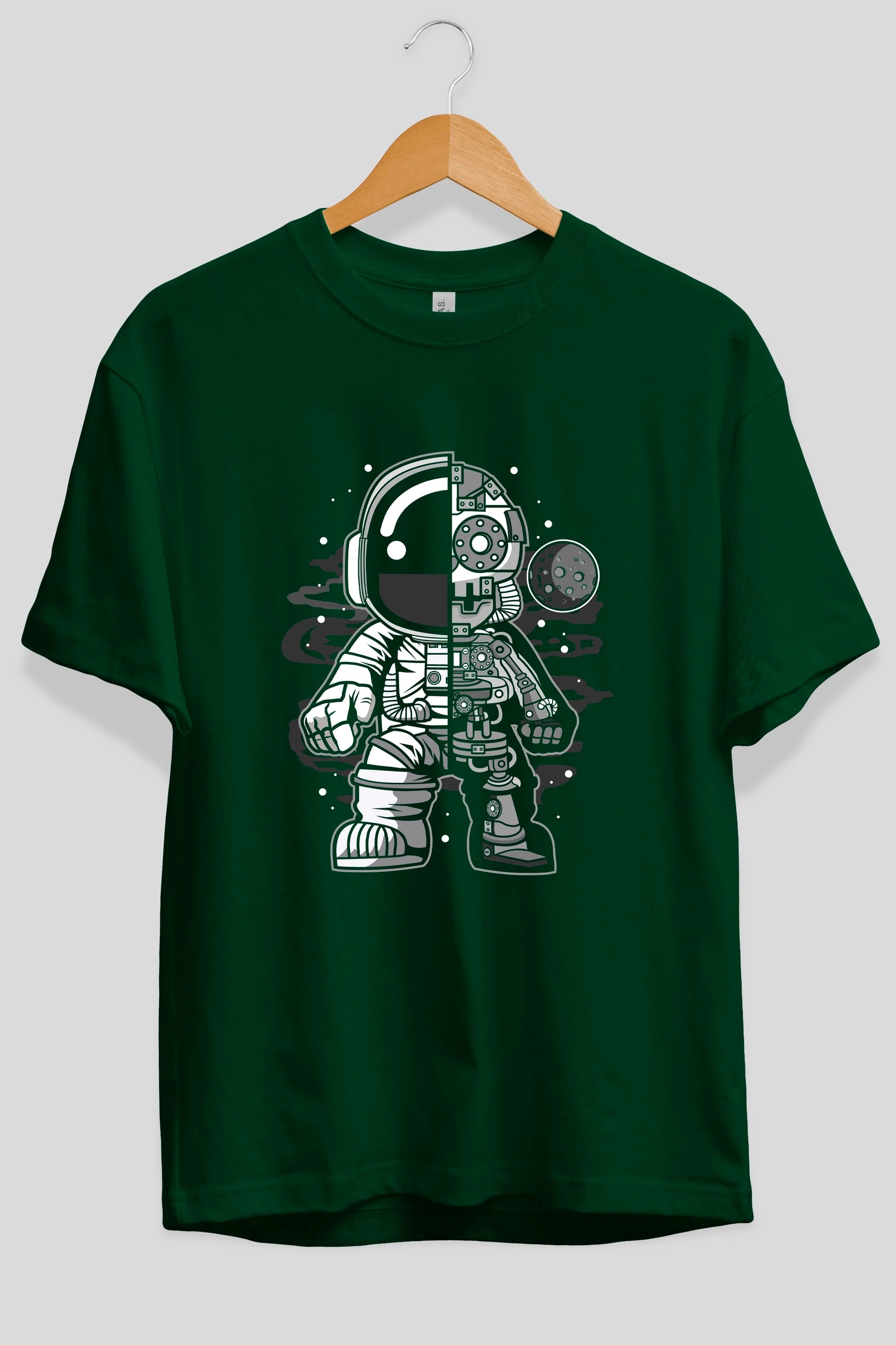 Astronaut Half Robot Ön Baskılı Oversize t-shirt Erkek Kadın Unisex