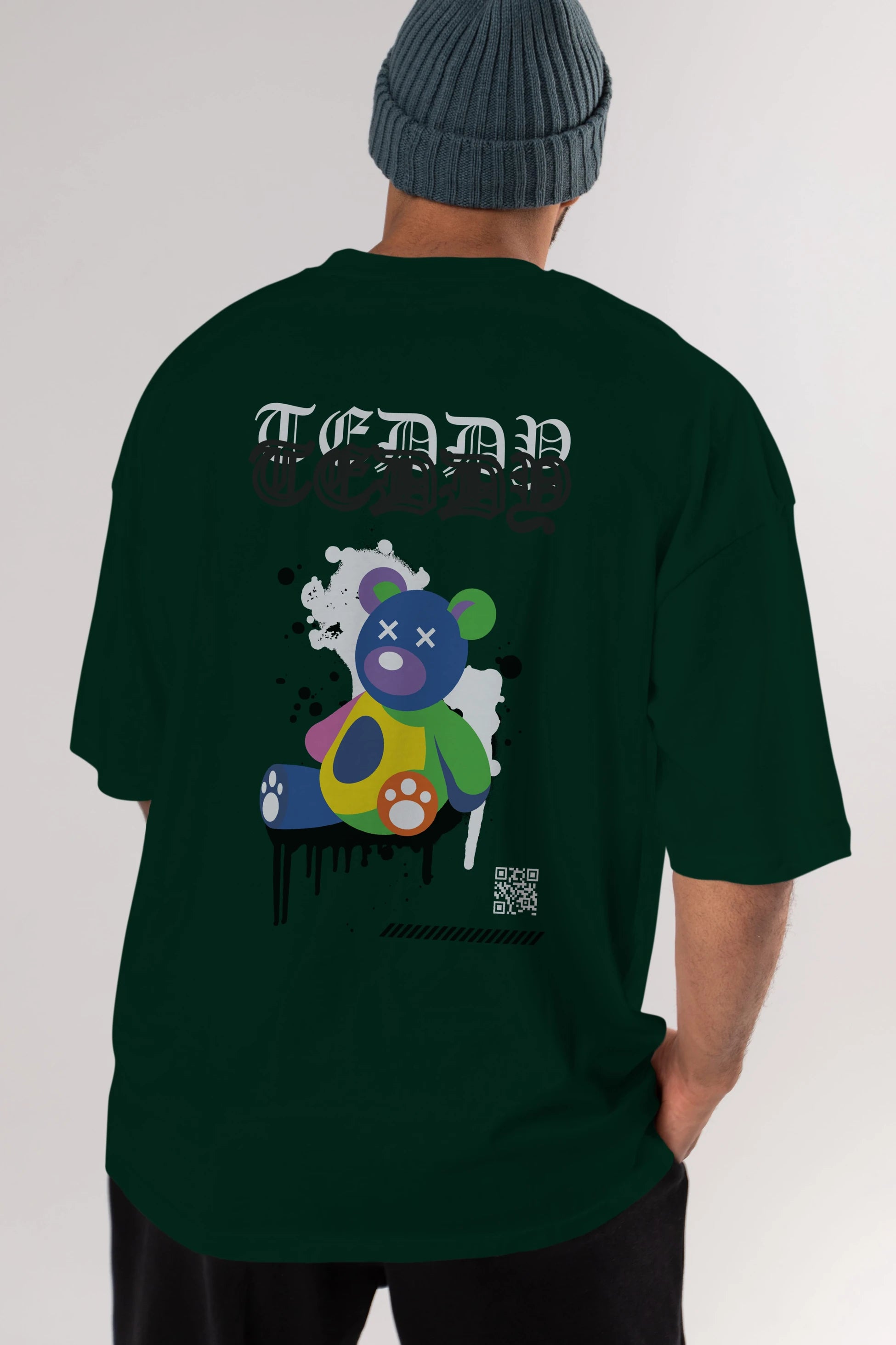 Teddy Bear Arka Baskılı Oversize t-shirt Erkek Kadın Unisex