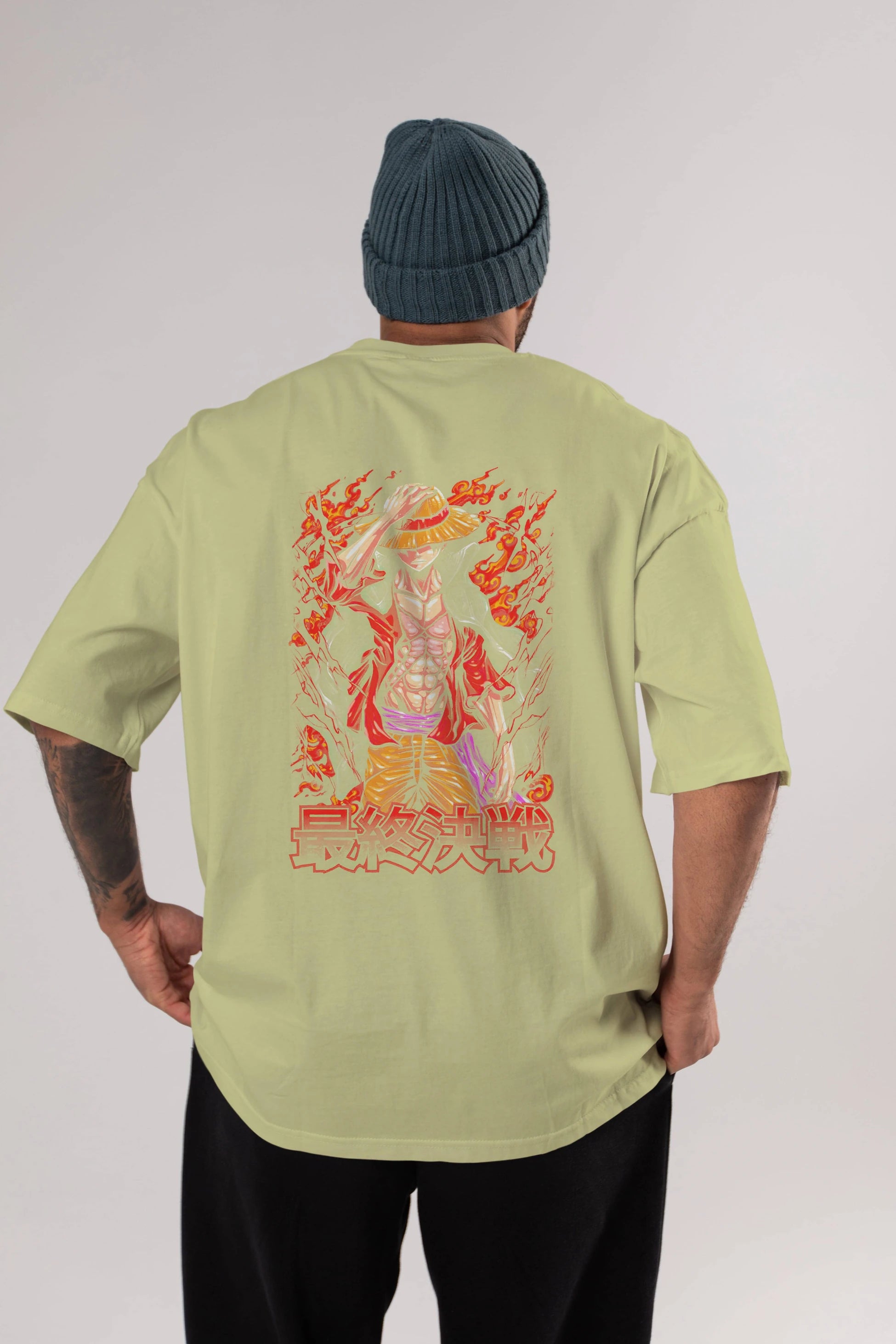 MONKEY D. LUFFY (3) Anime Arka Baskılı Oversize t-shirt Erkek Kadın Unisex