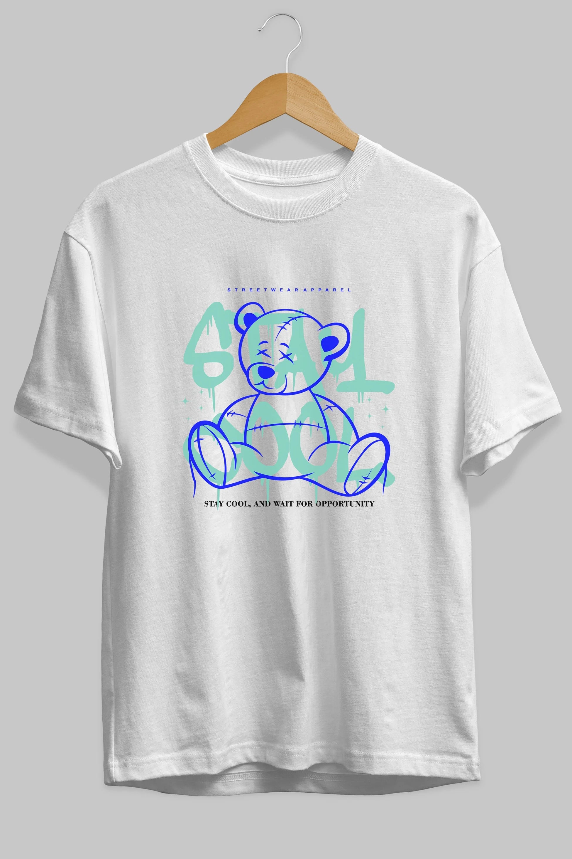 Teddy Bear Stay Cool 2 Ön Baskılı Oversize t-shirt Erkek Kadın Unisex
