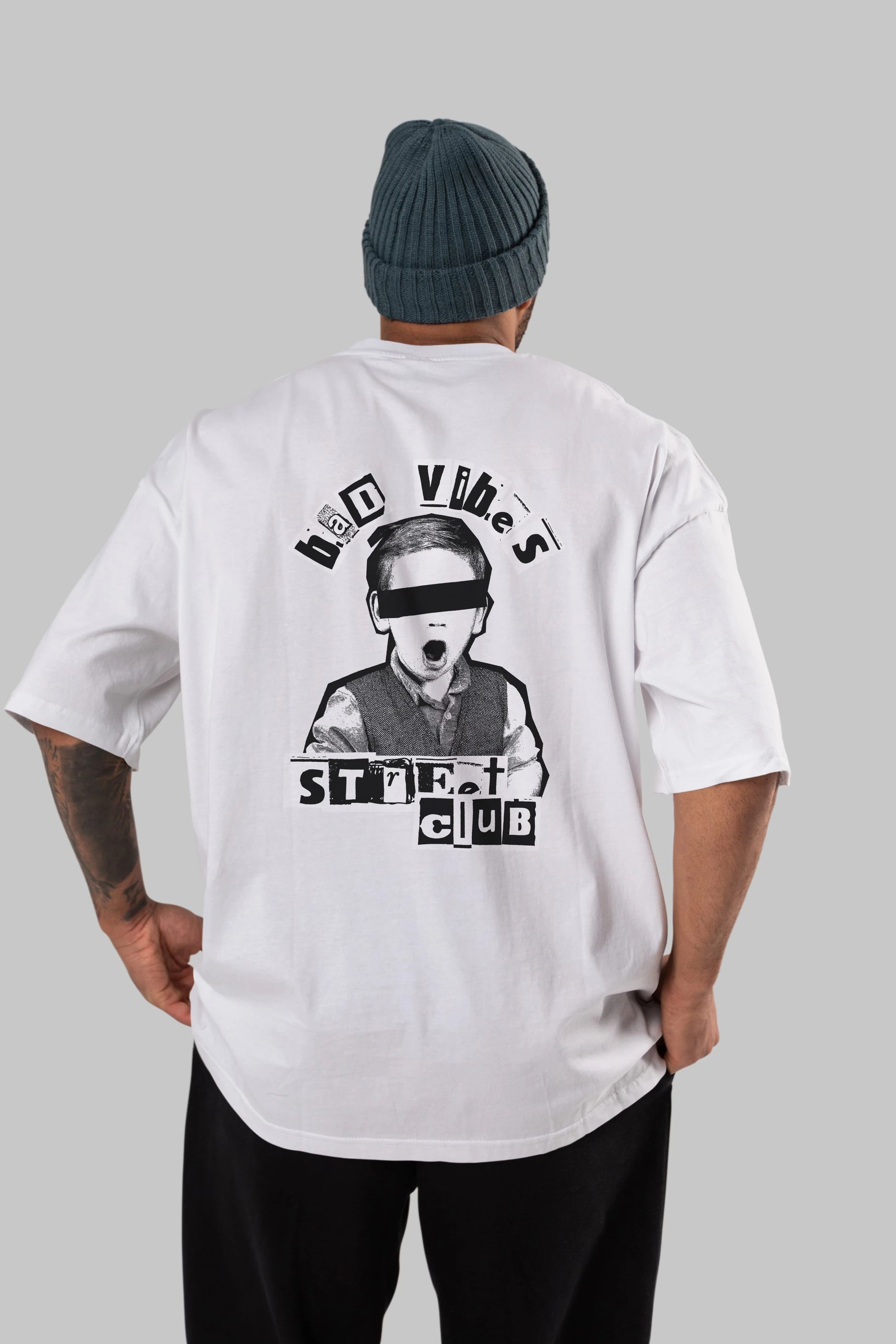 Bad Vibes Street Club Arka Baskılı Oversize t-shirt Erkek Kadın Unisex