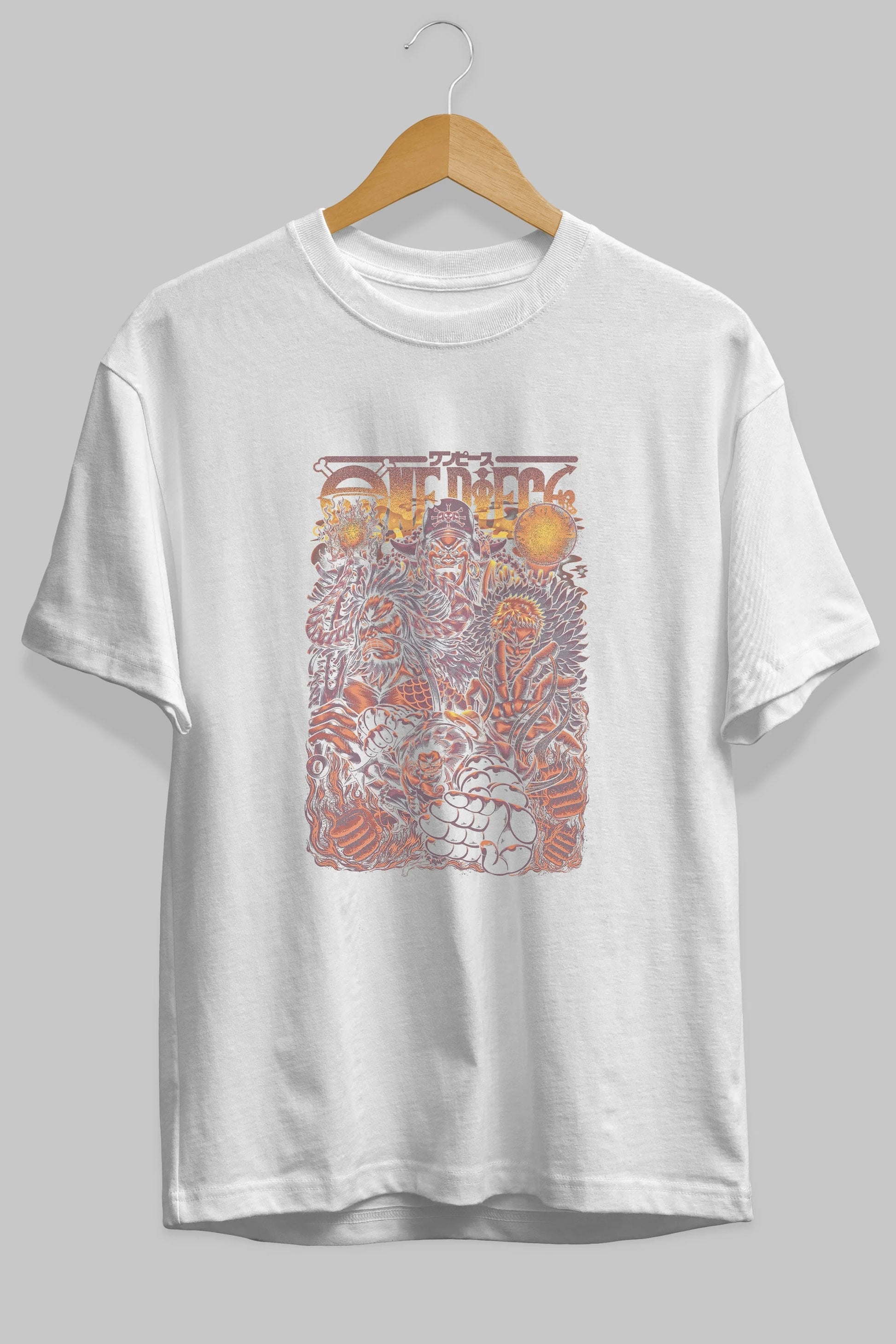 ONE PIECE Anime Ön Baskılı Oversize t-shirt %100 pamuk Erkek Kadın Unisex