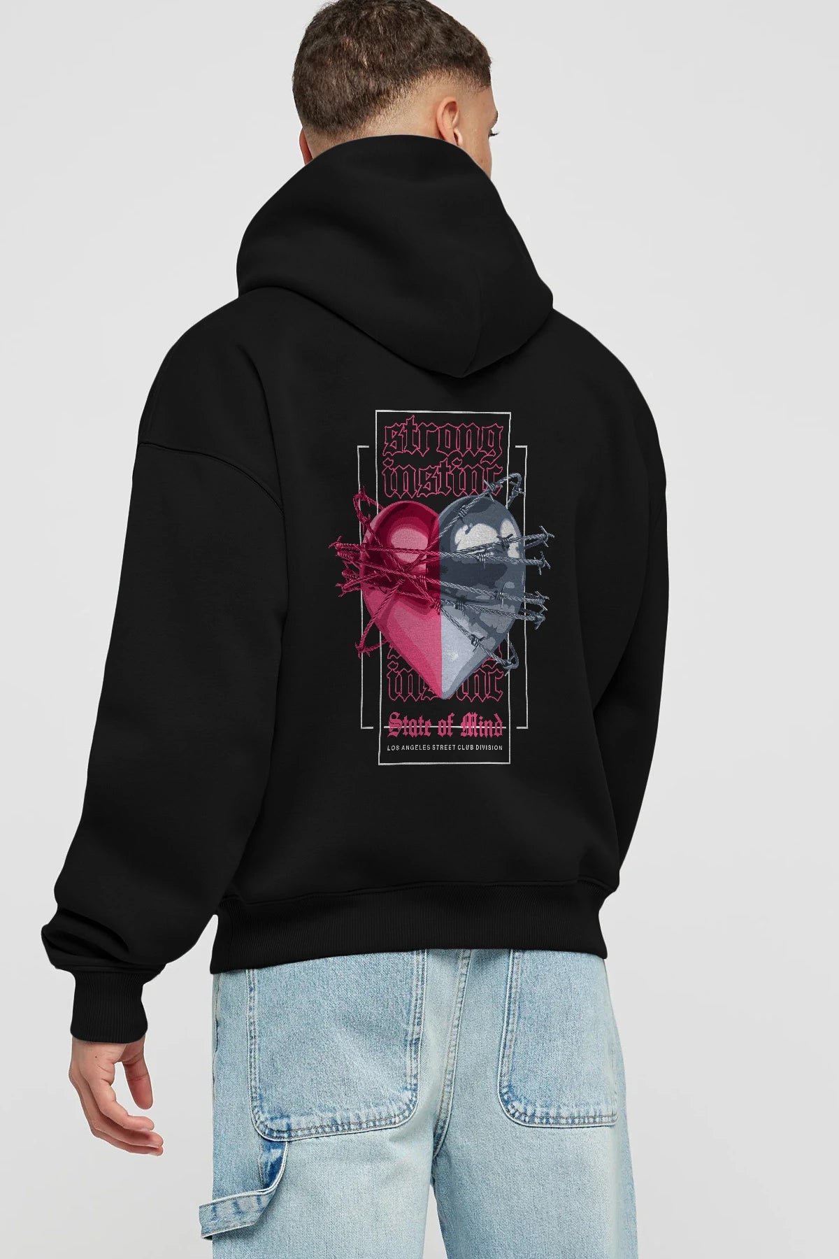 State of Mind Arka Baskılı Hoodie Oversize Kapüşonlu Sweatshirt Erkek Kadın Unisex