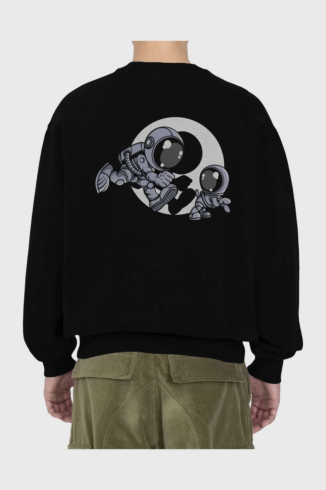 Astronaut And Little Dog Arka Baskılı Oversize Sweatshirt Erkek Kadın Unisex
