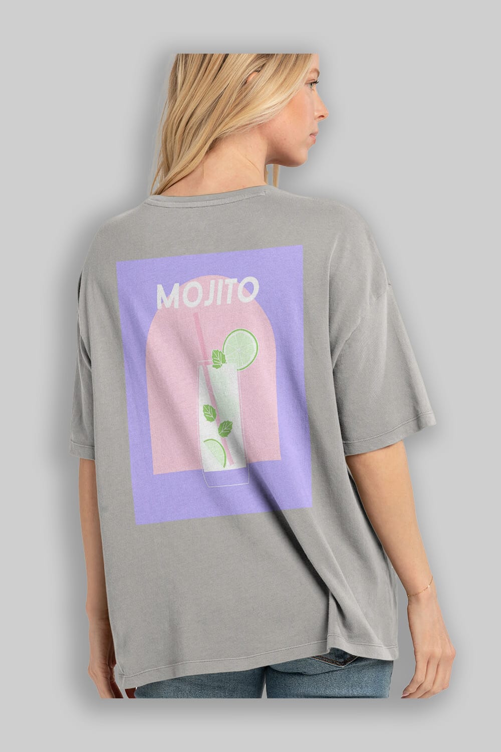 Mojito 2 Arka Baskılı Oversize t-shirt Erkek Kadın Unisex %100 Pamuk Bisiklet Yaka tişort